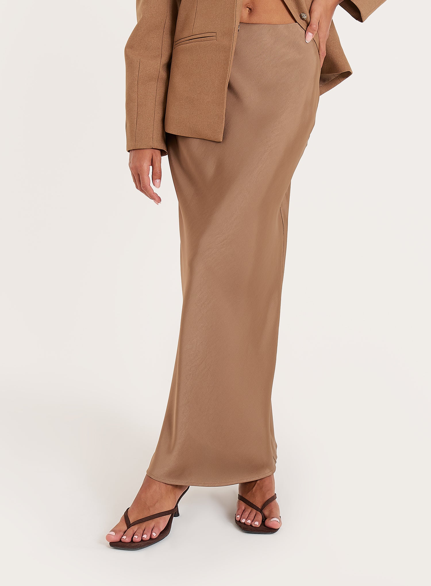 Mocha Satin Maxi Skirt