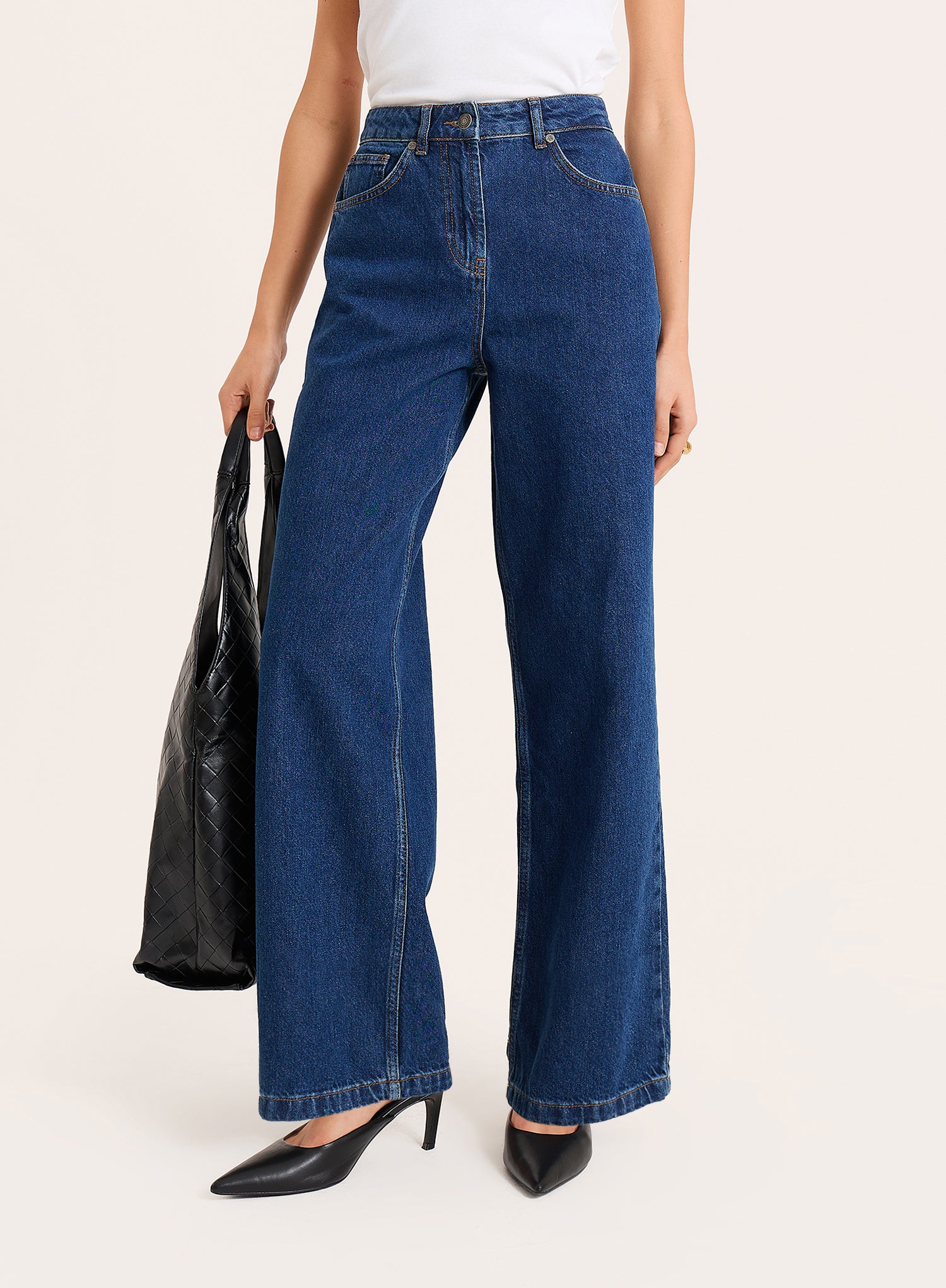 Indigo Wash High Waisted Straight Leg Jeans