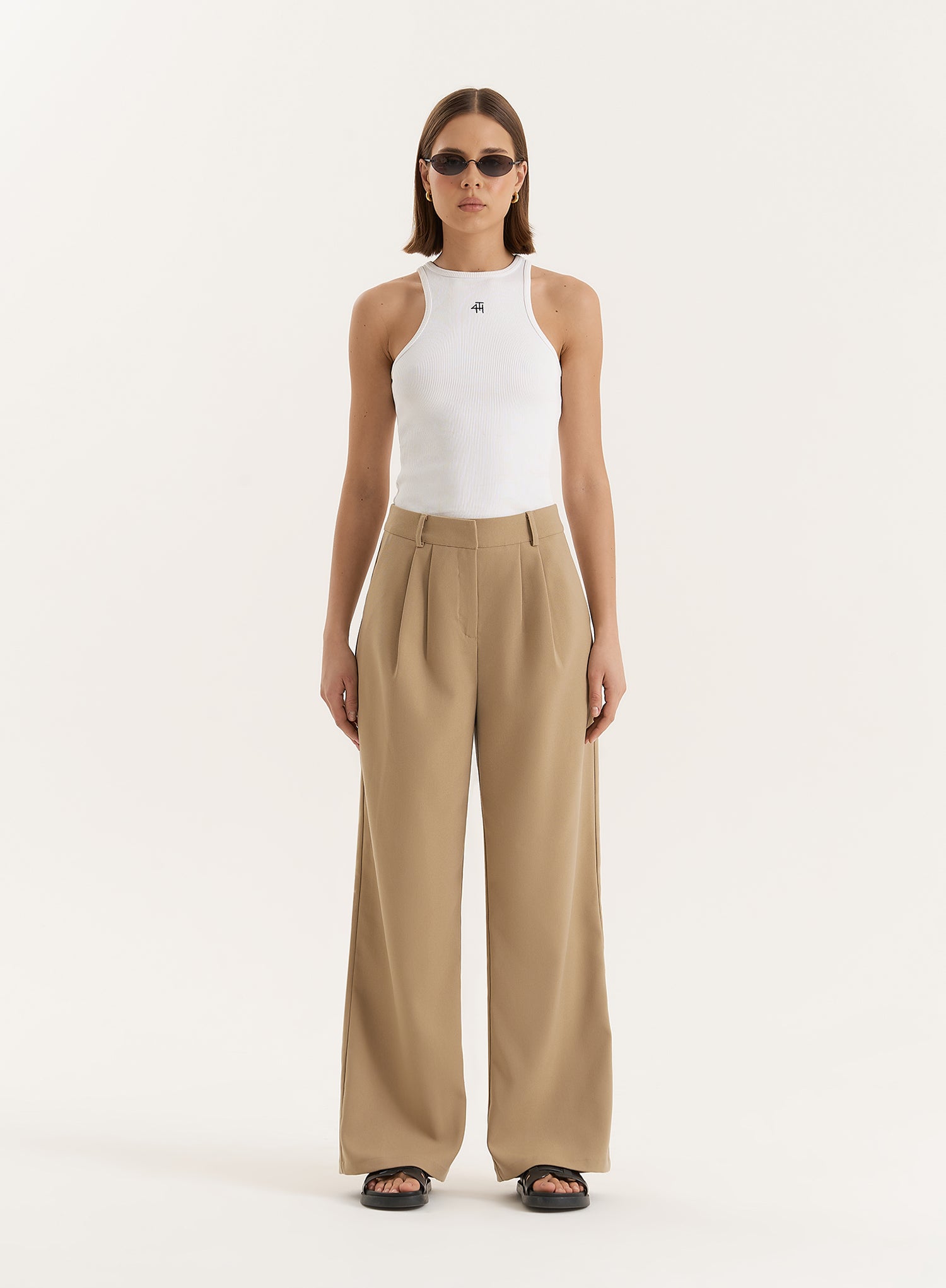 Camel Tailored Wide Leg Trouser- Reese