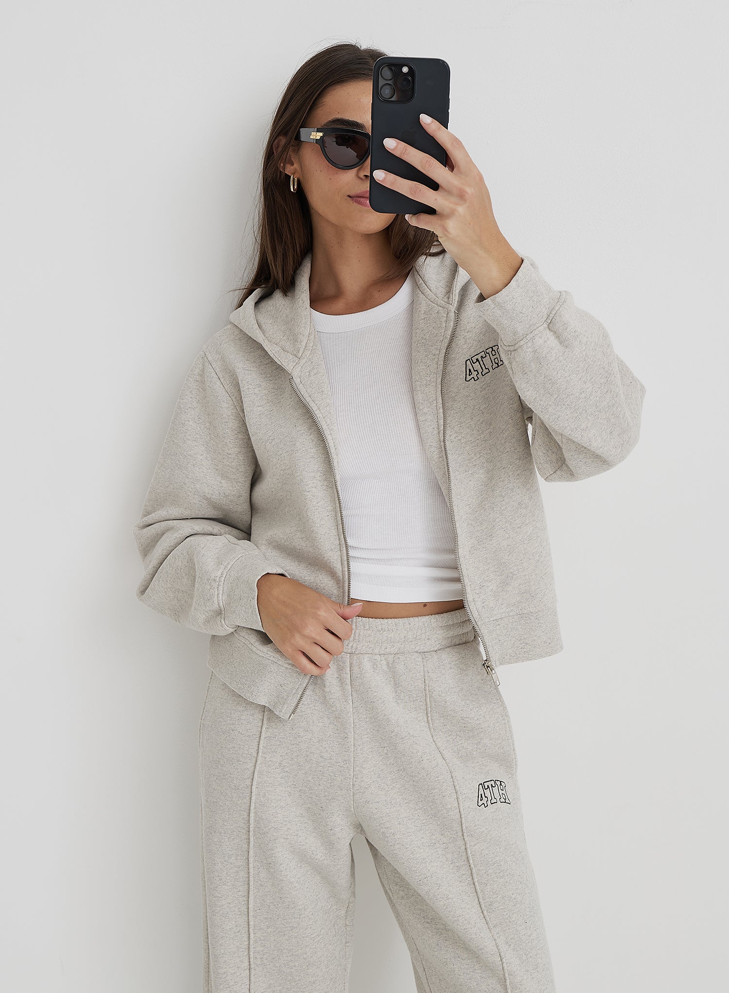 Grey Fourth Studio Cropped Zip Hoodie- Carey