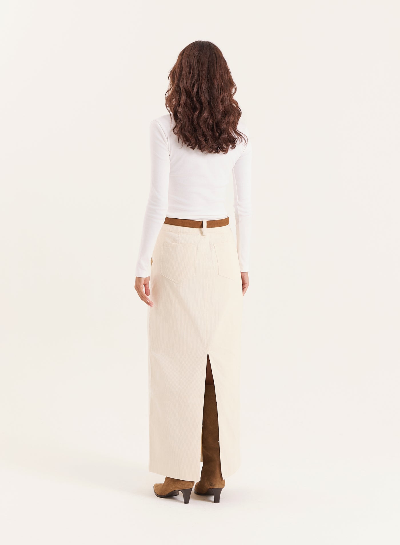 Cream Corduroy Skirt
