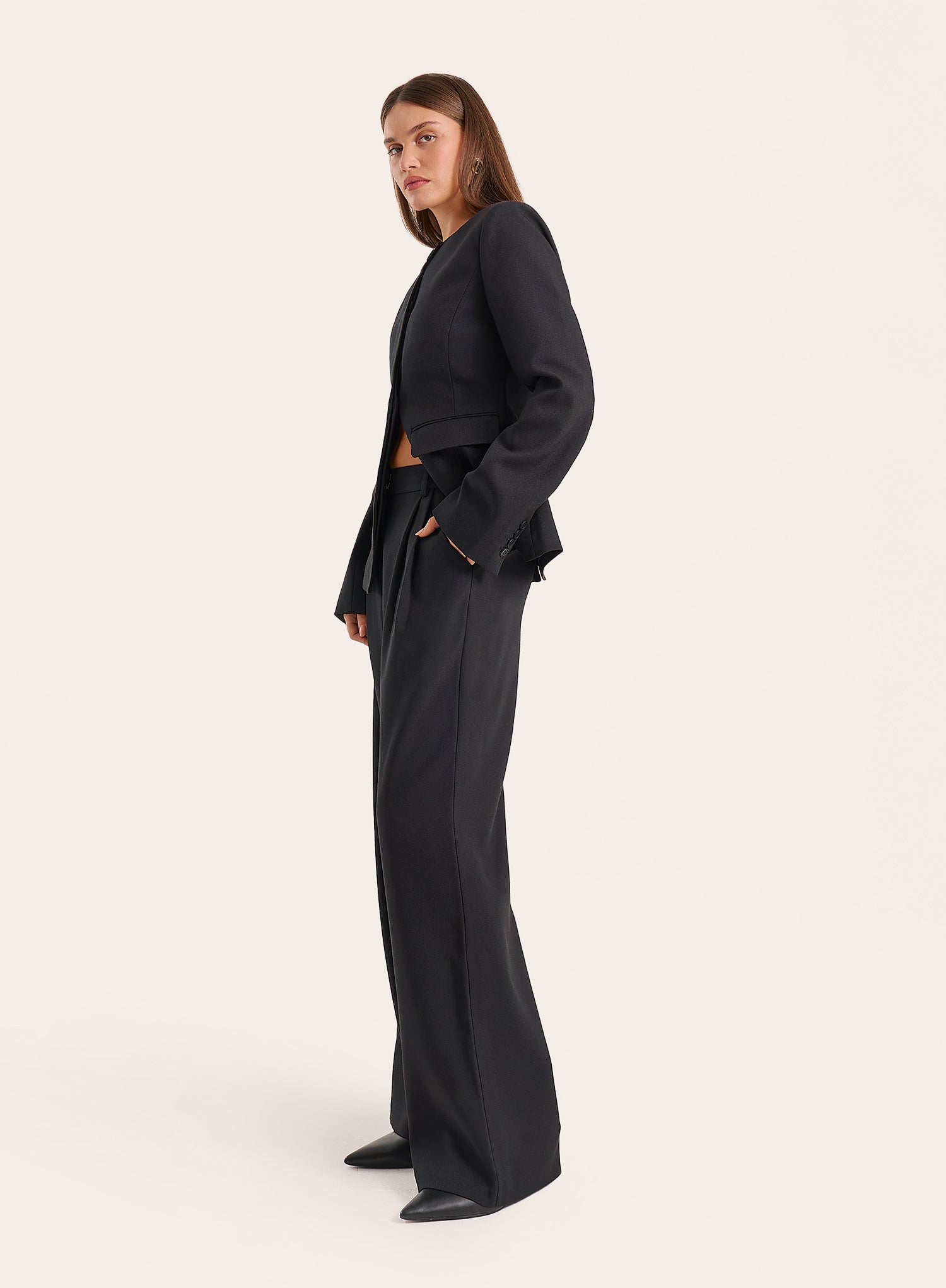 Black High Waist Wide Leg Trousers