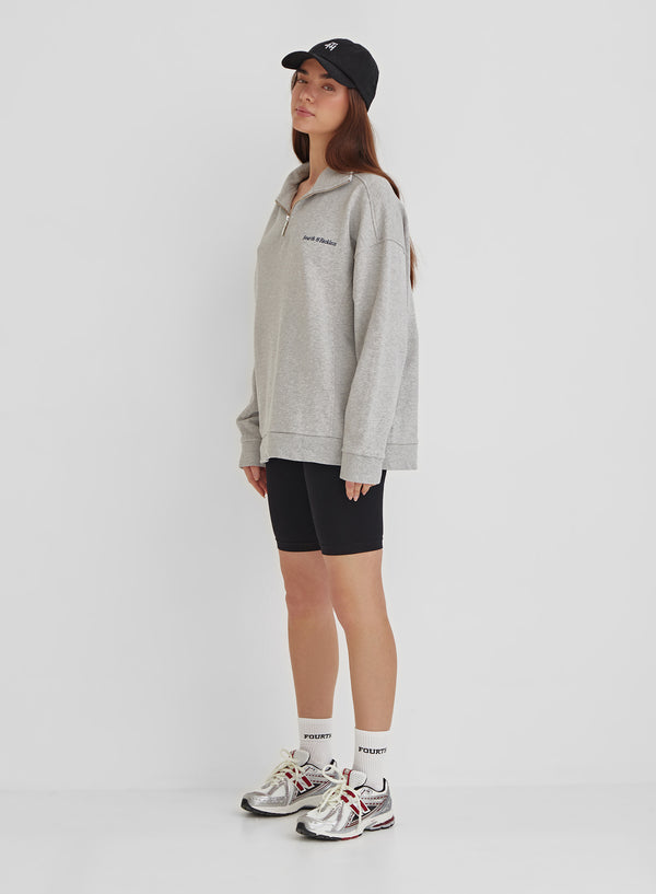 Grey Marl Half Zip Polo Sweatshirt - Marla