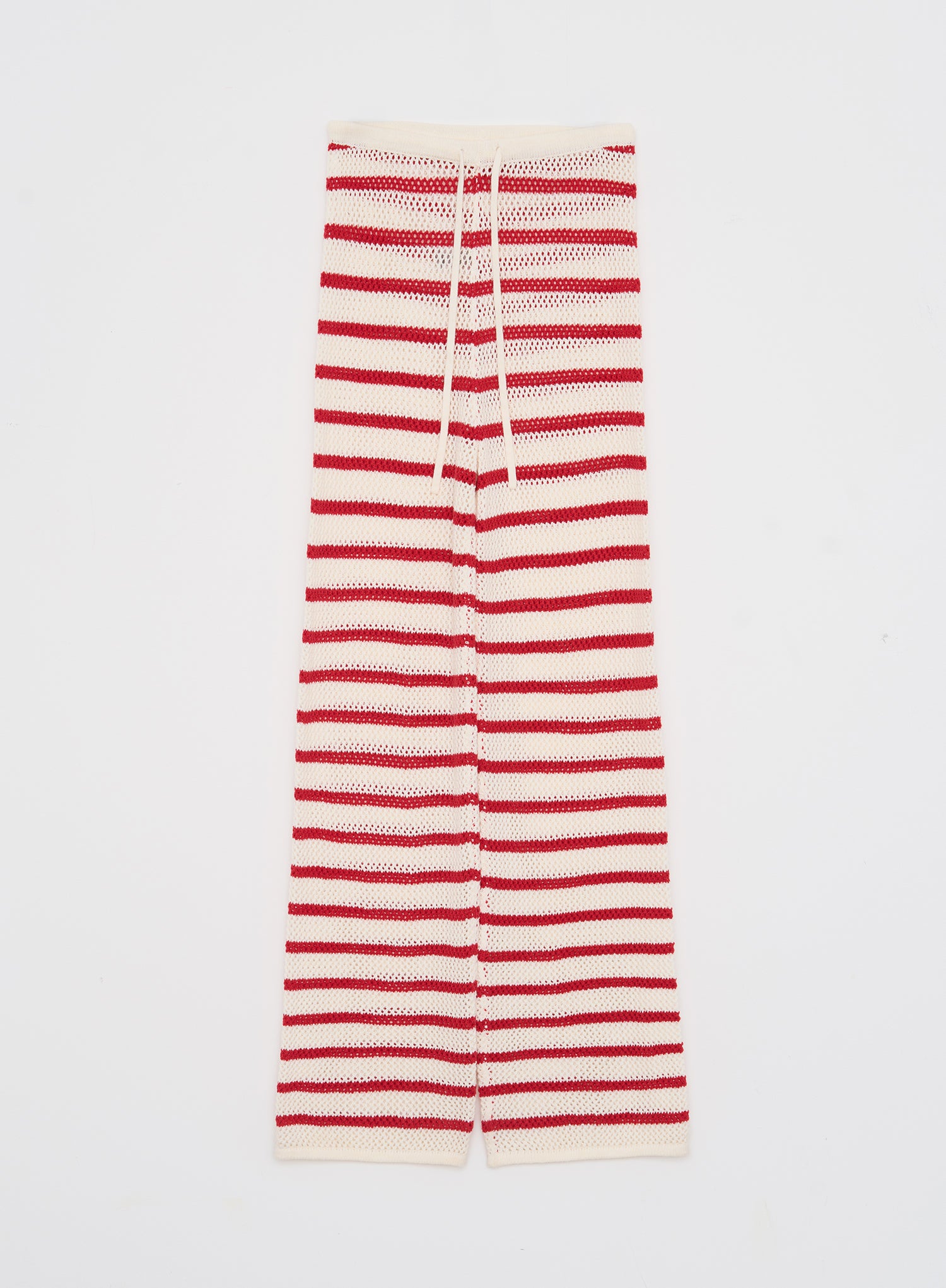 Red And White Striped Knitted Trouser- Lior