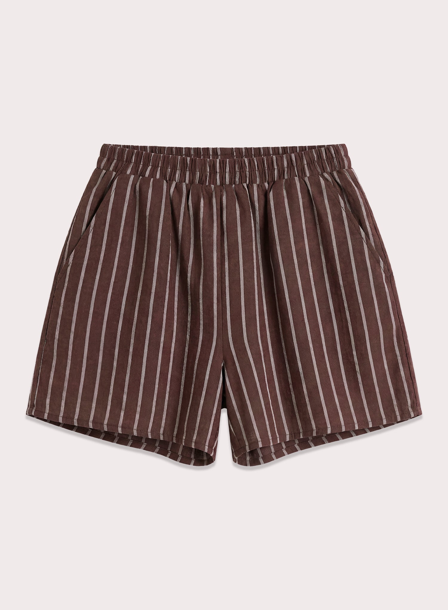 Chocolate Stripe Elasticated Waist Cotton Shorts