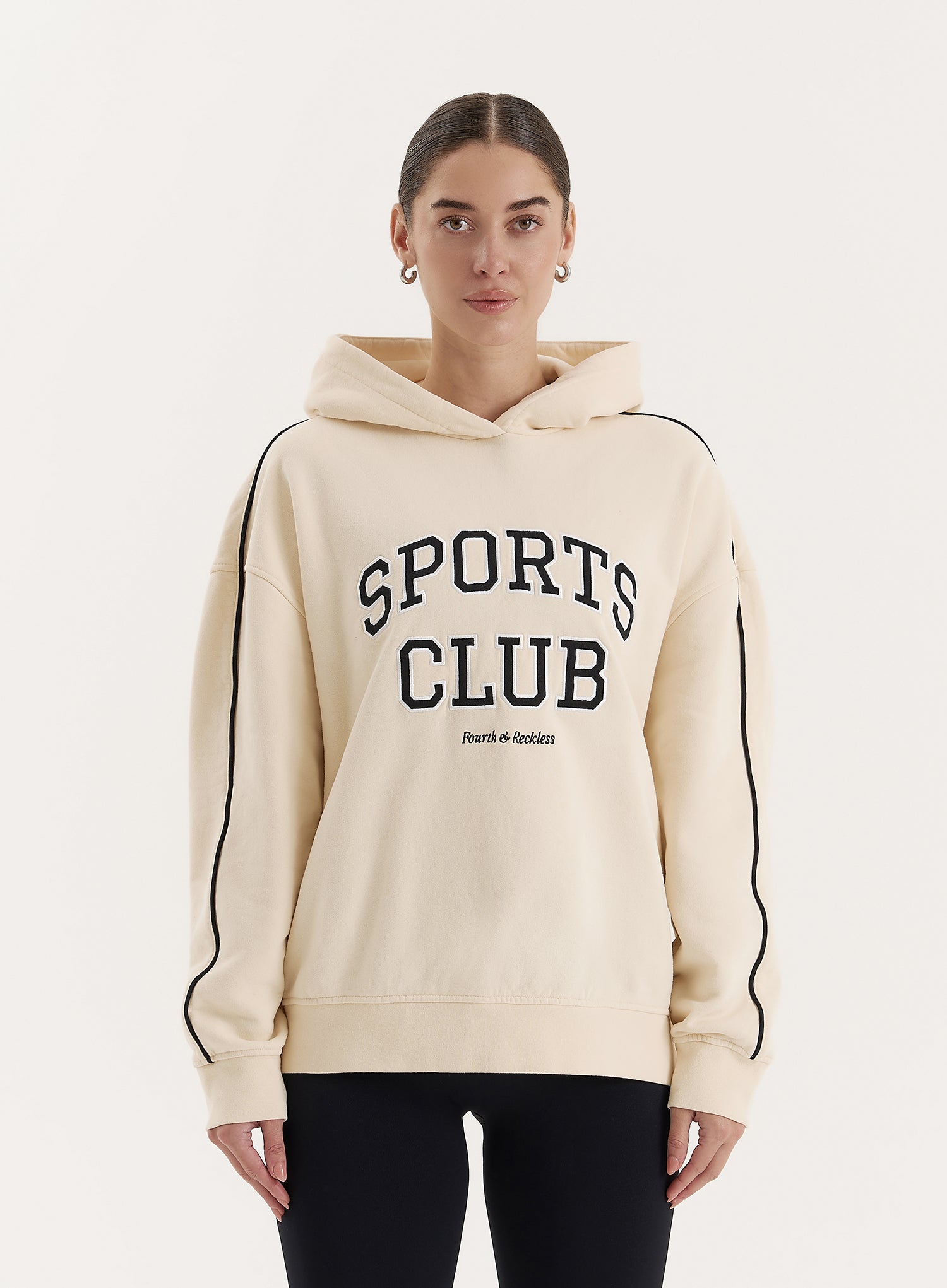 Cream Sports Club Slogan Oversized Hoodie- Lille