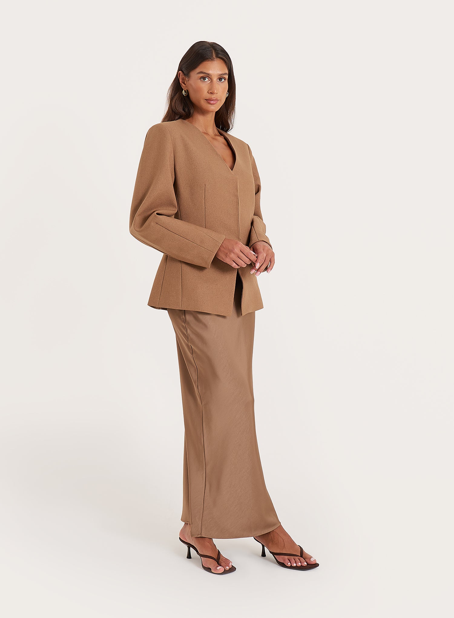 Mocha Satin Maxi Skirt
