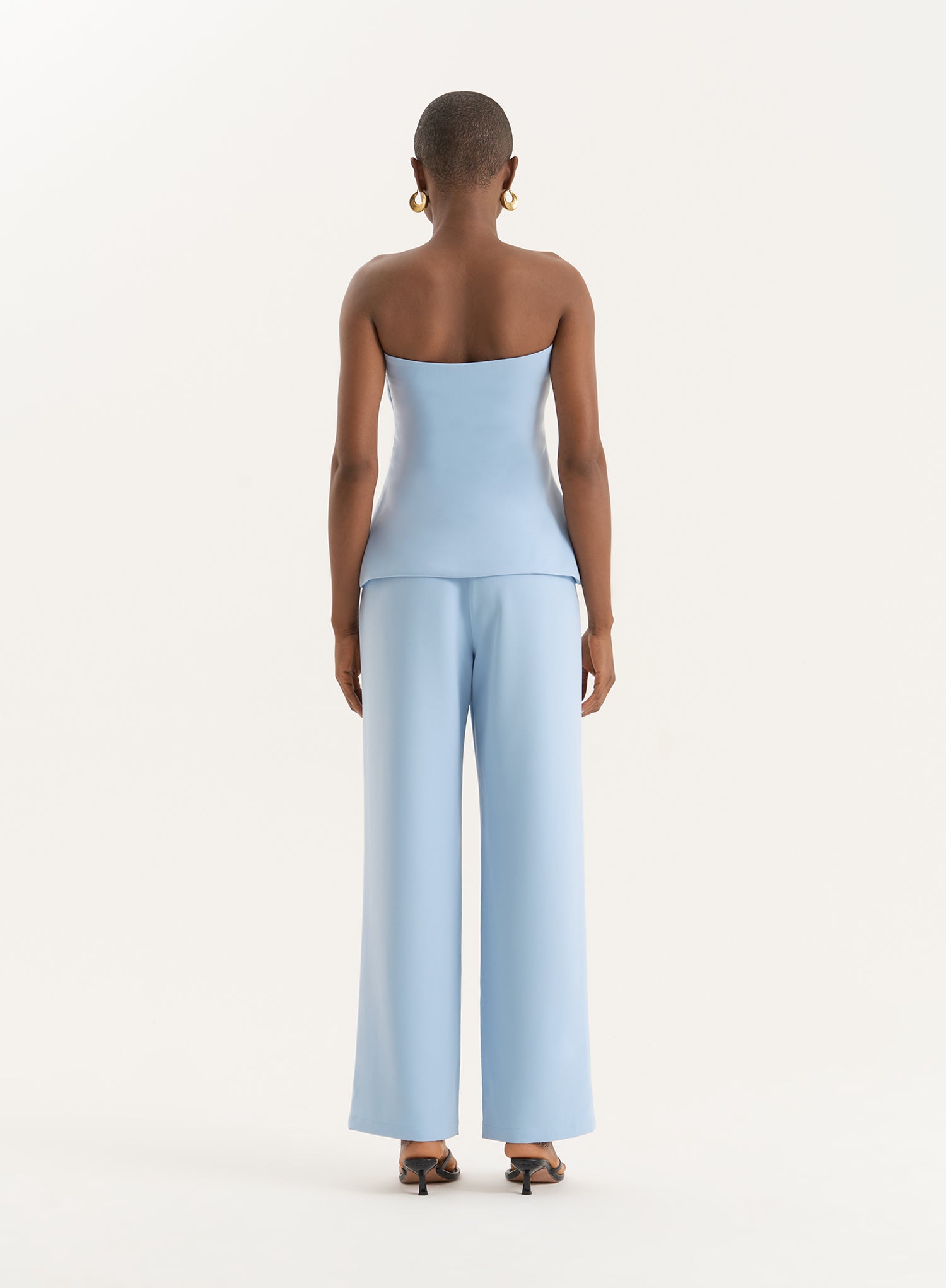 Blue Tailored Wide Leg Trousers- Sorcha