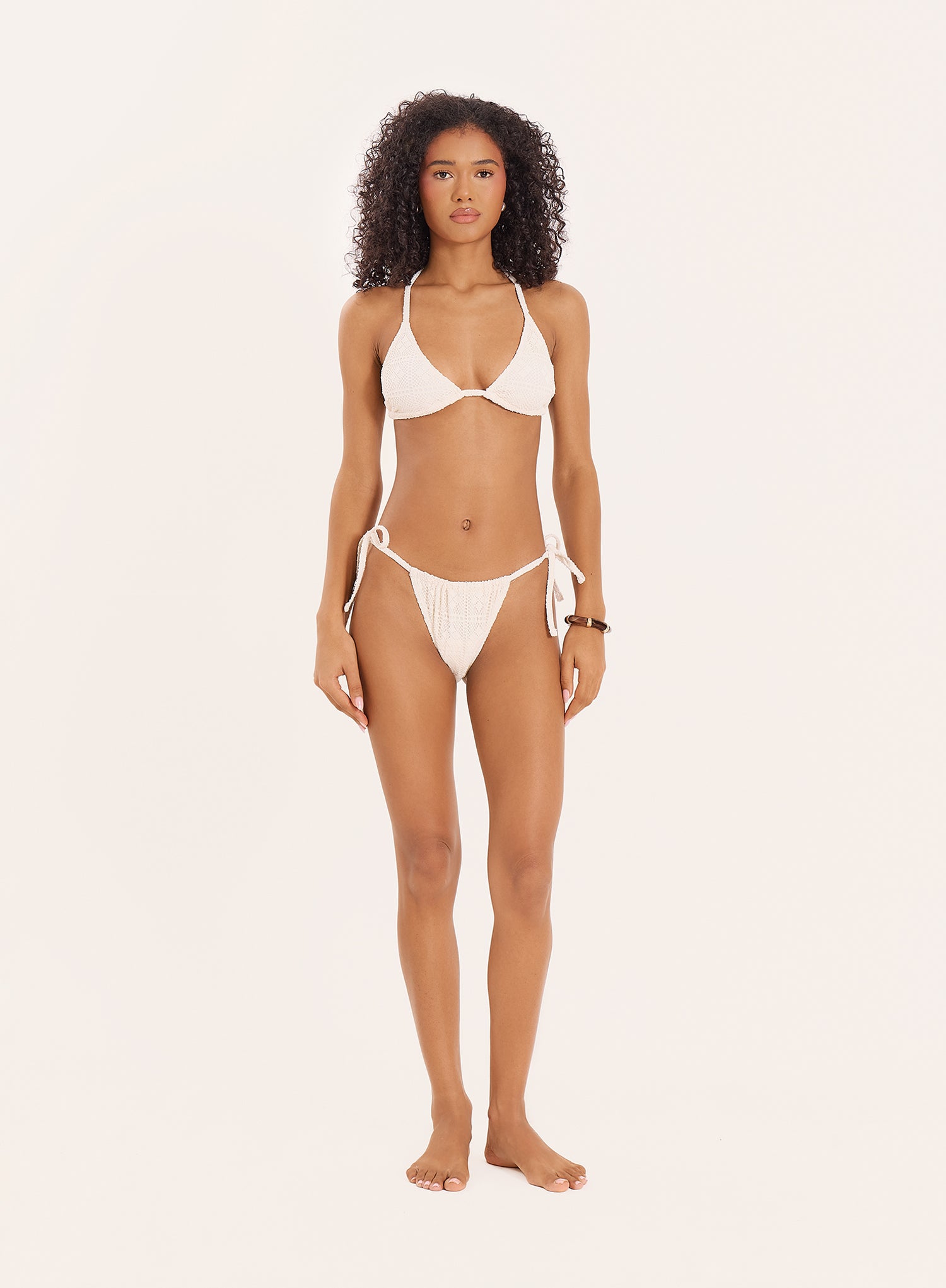 Cream Triangle Bikini Top