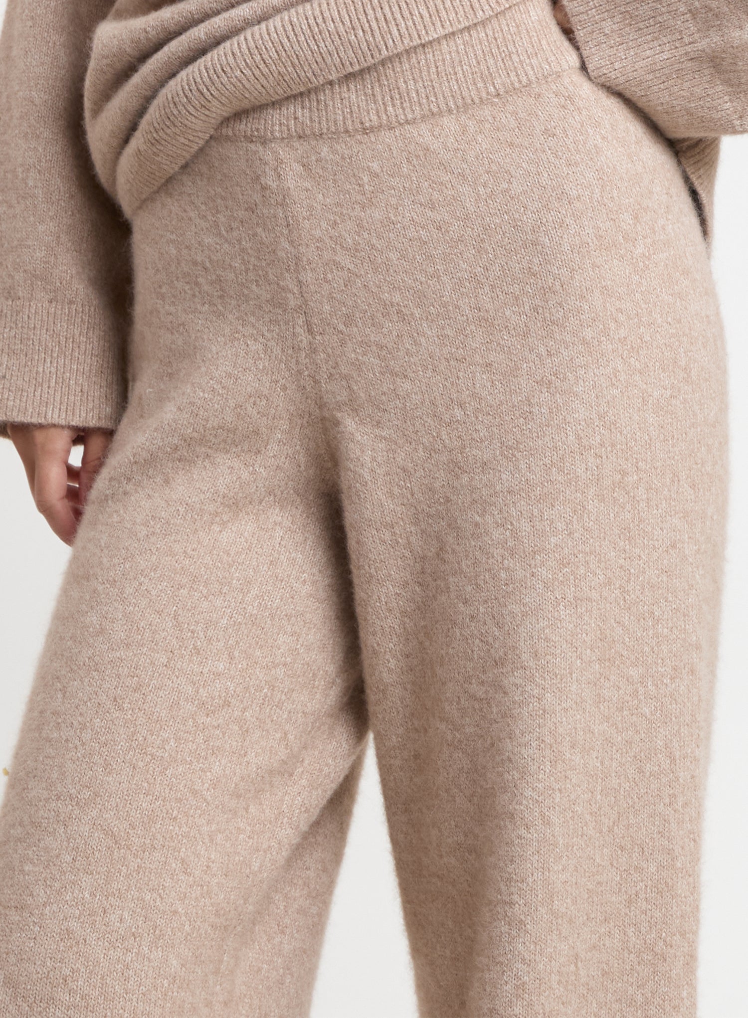 Oatmeal Knitted Straight Leg Trousers