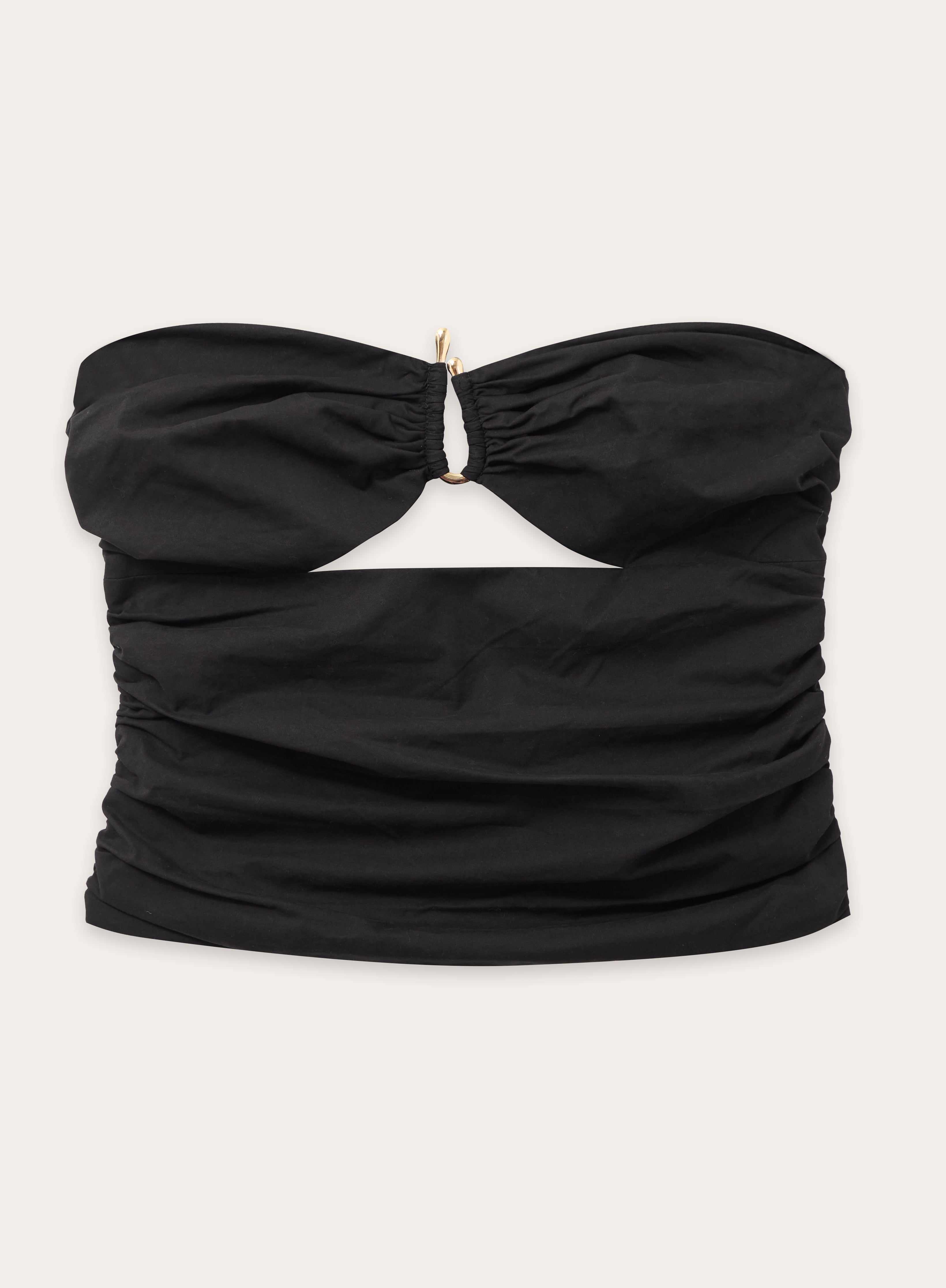 Black Cut Out Gold Hardware Bandeau Top