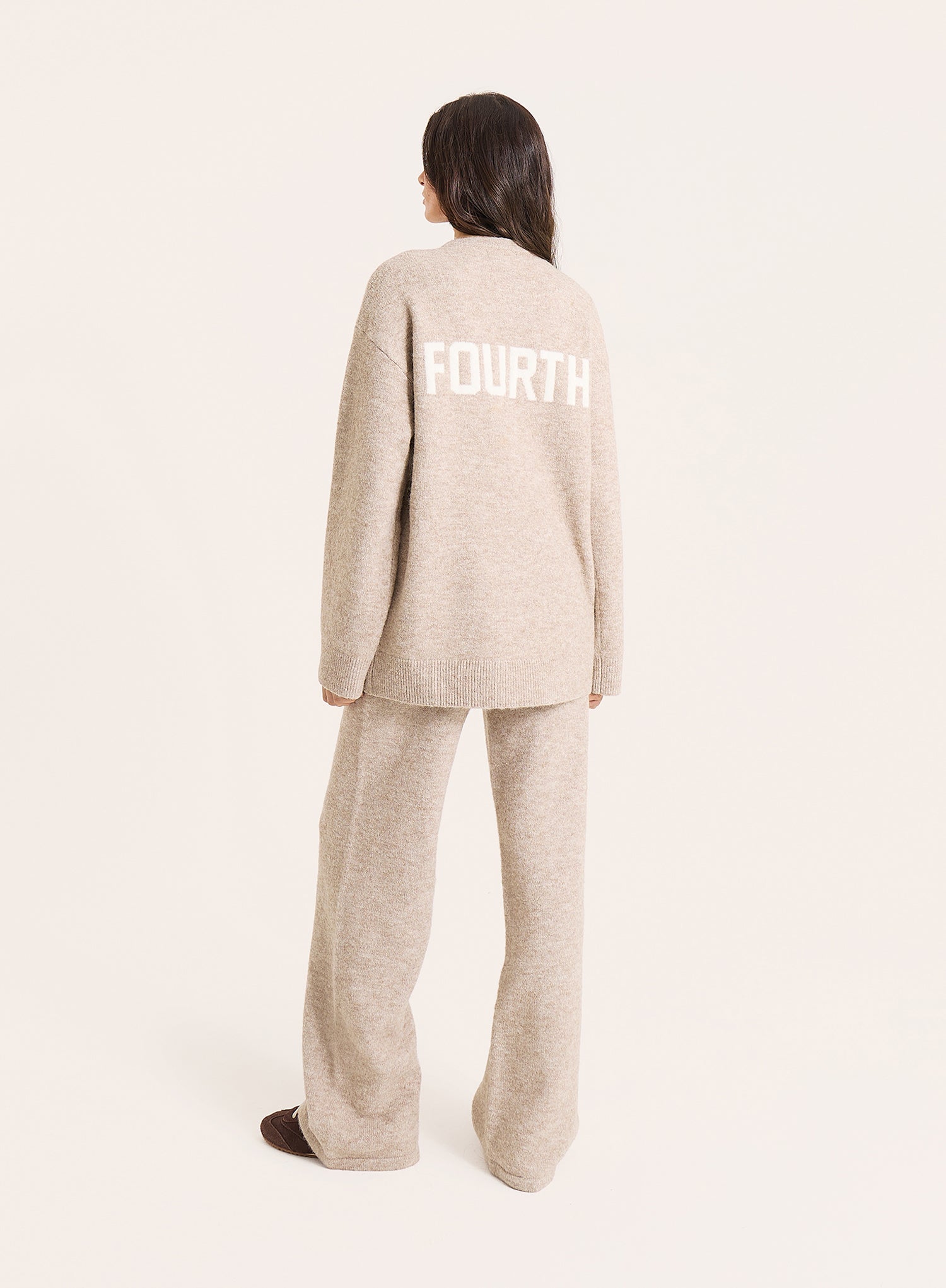 Oatmeal Knitted Straight Leg Trousers