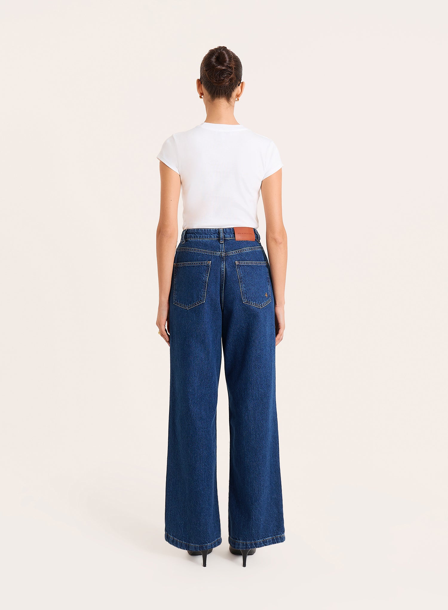 Indigo Wash High Waisted Straight Leg Jeans