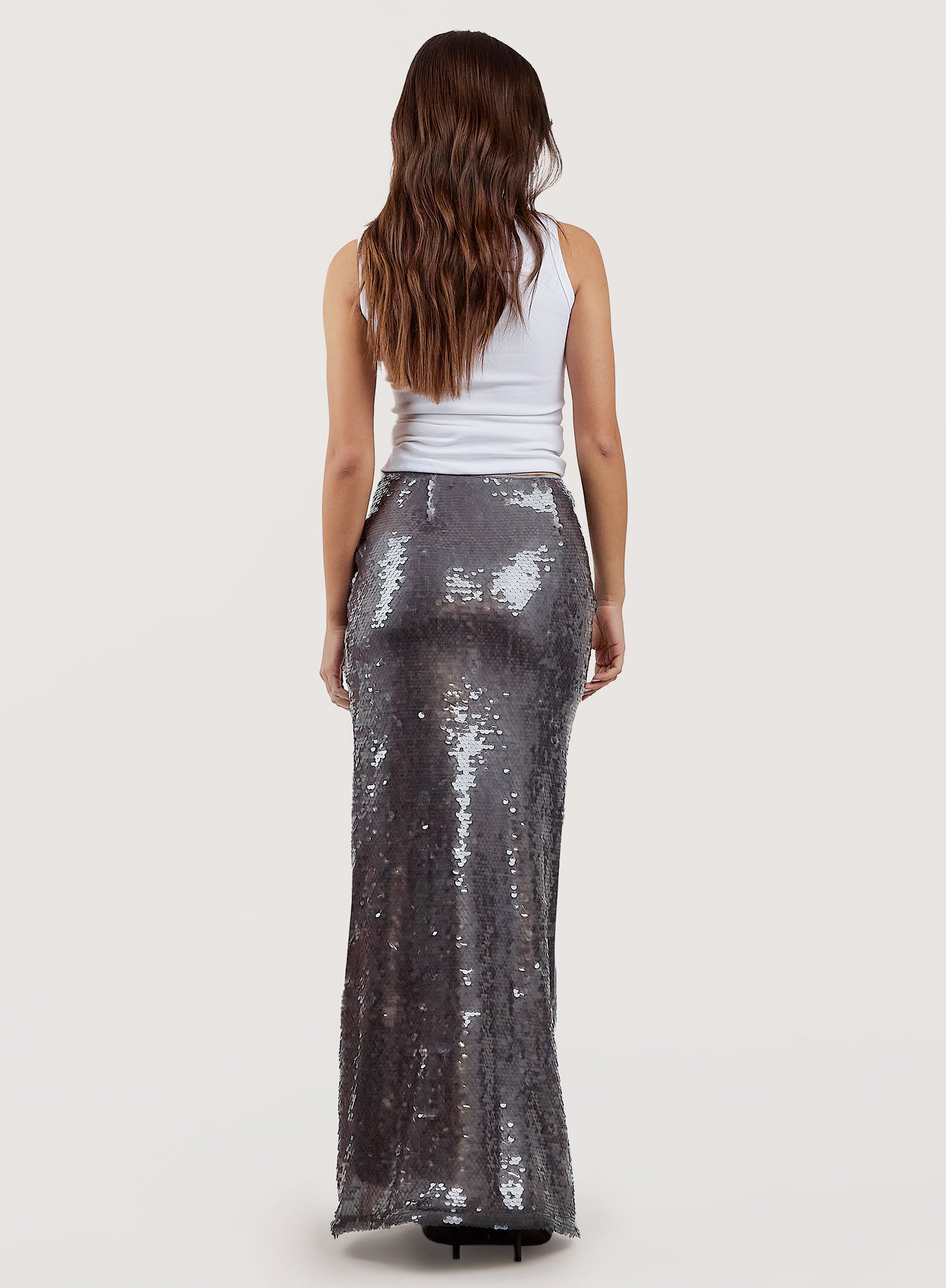 Silver Sequin Maxi Skirt- Odell