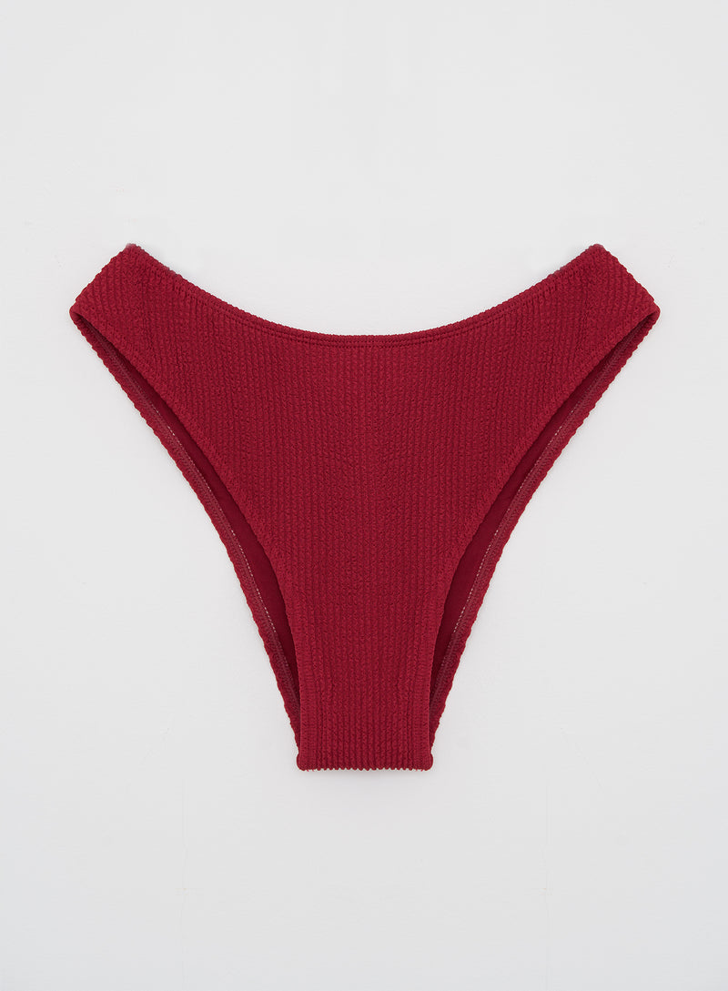 Red Crinkle Bikini Bottom- Luana