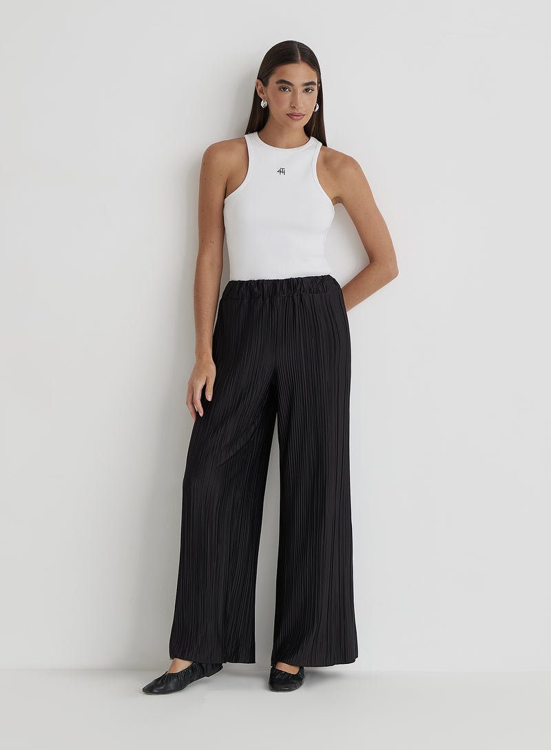 Black Plisse Trousers - Palais