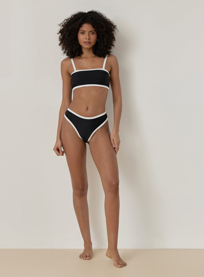 Black Contrast Trim Bikini Top- Cabo