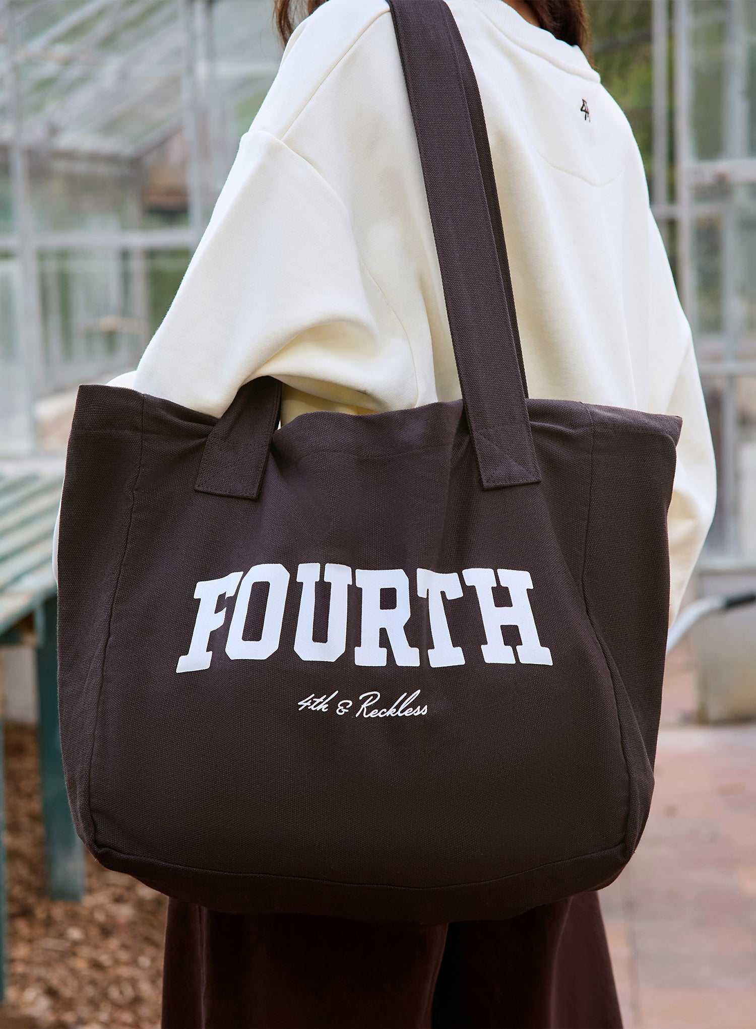 Chocolate Contrast Slogan Tote Bag