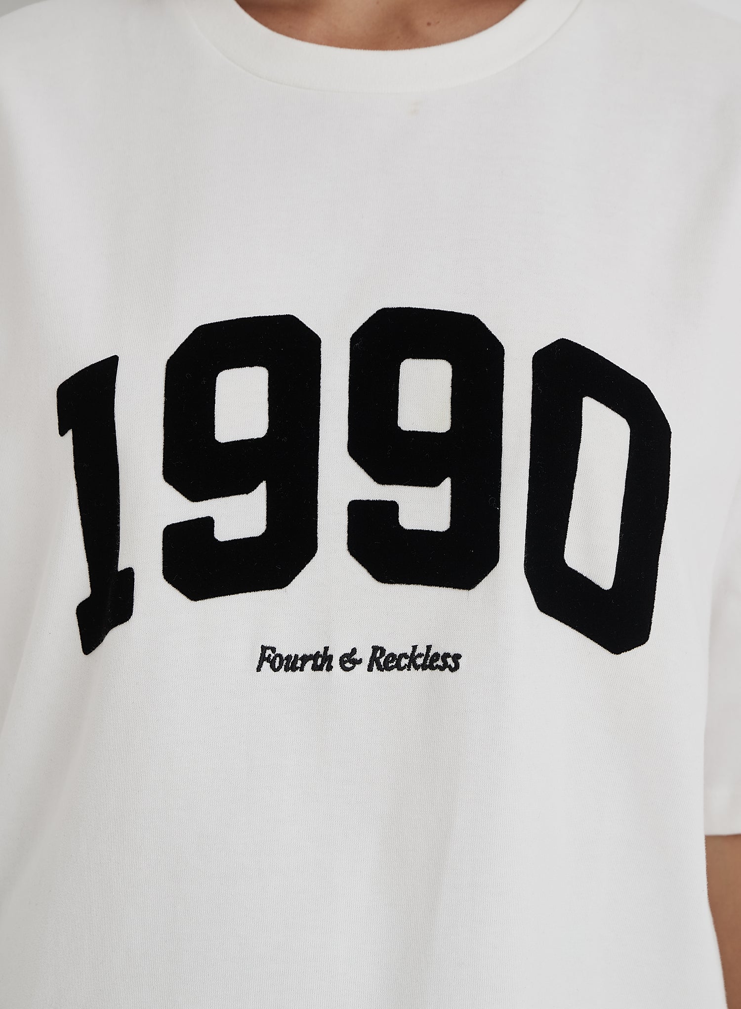 White 1990 Slogan Oversized T-Shirt- Oran