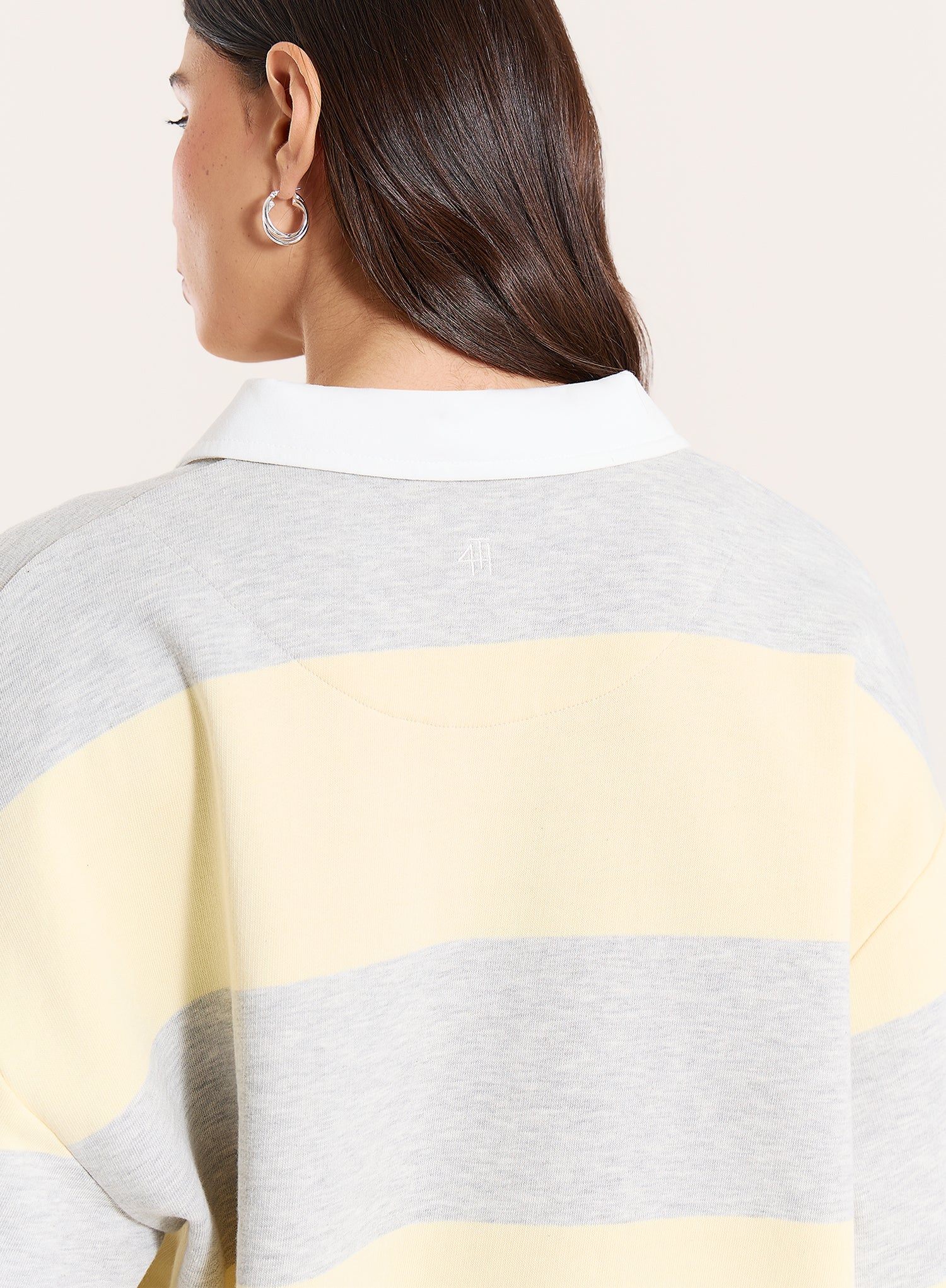 Yellow And Grey Stripe Fourth Branded Rugby Top