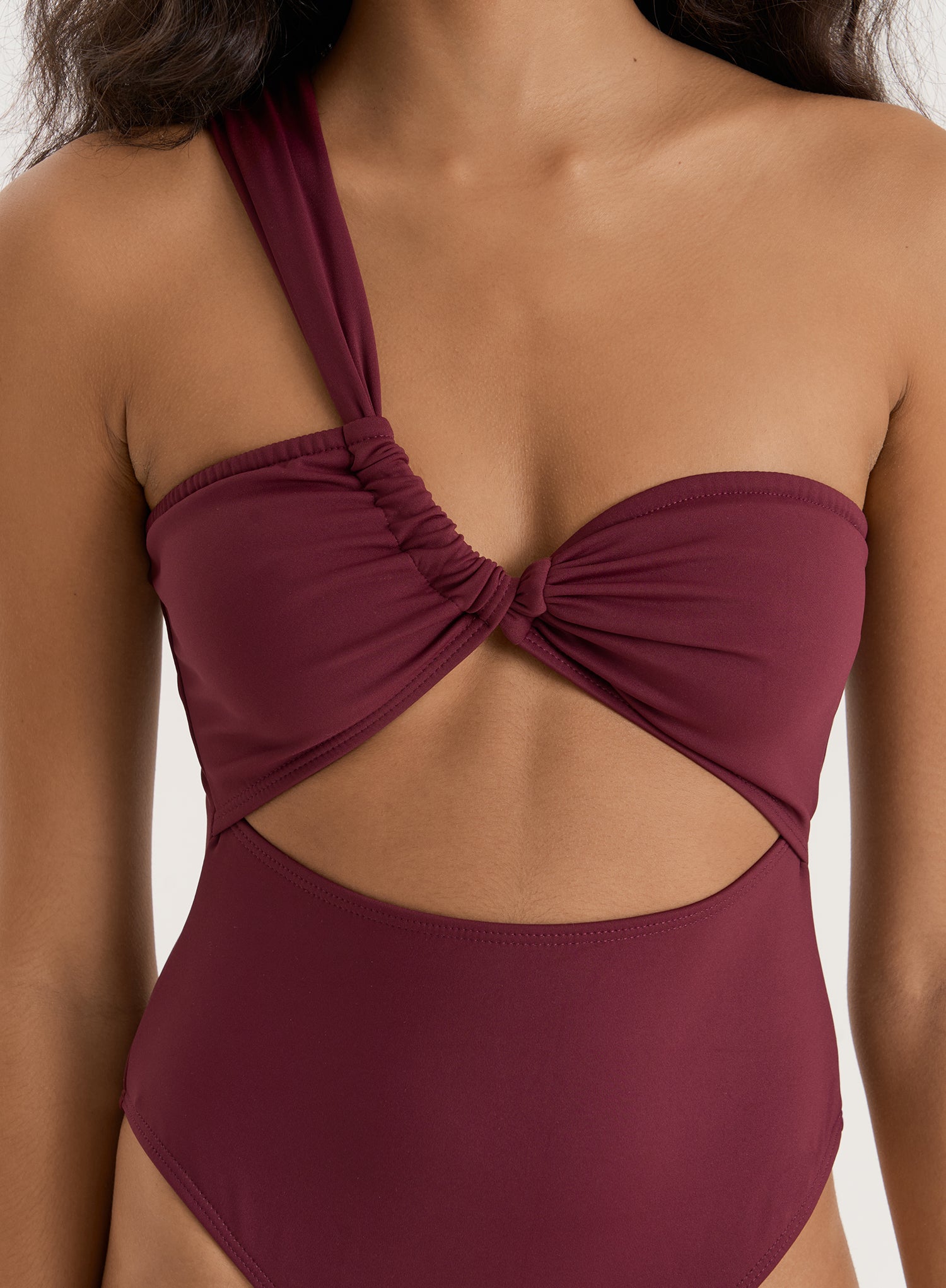 Burgundy Twist Front Cut Out Swimsuit- Ellison