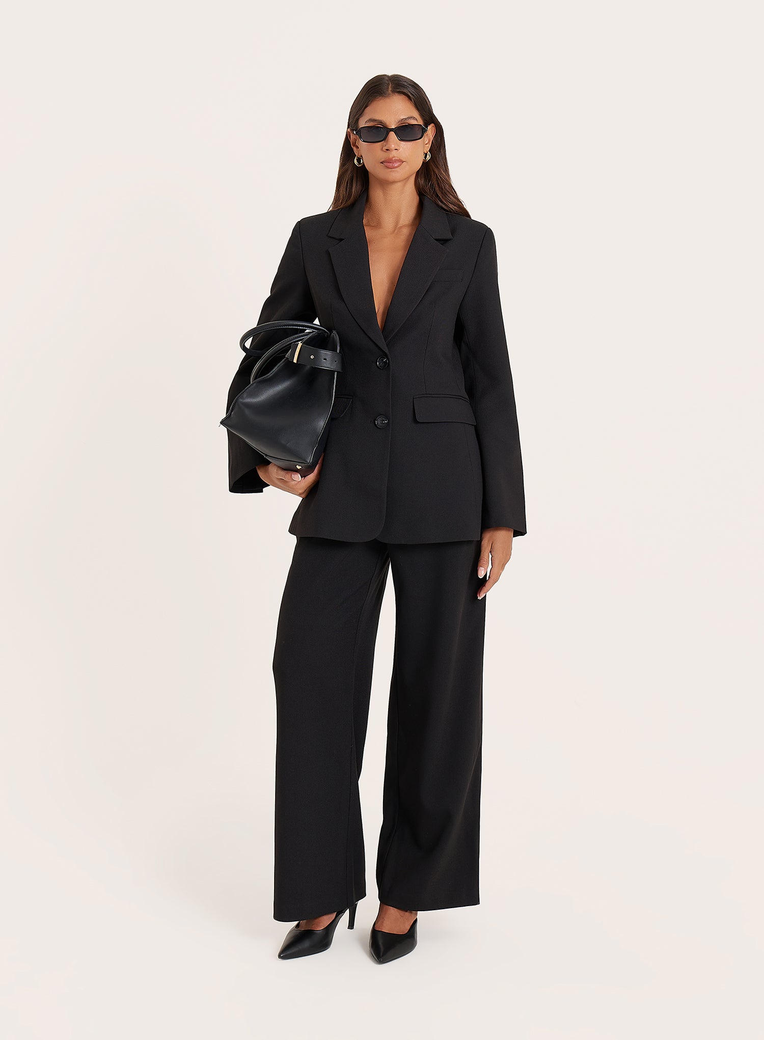 Black Tailored Straight Leg Trousers
