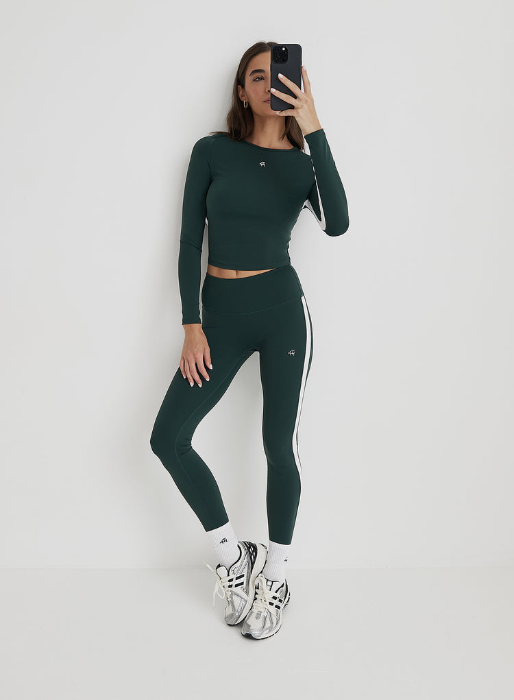 Green 4th Branded Contrast Stripe Legging- Abby