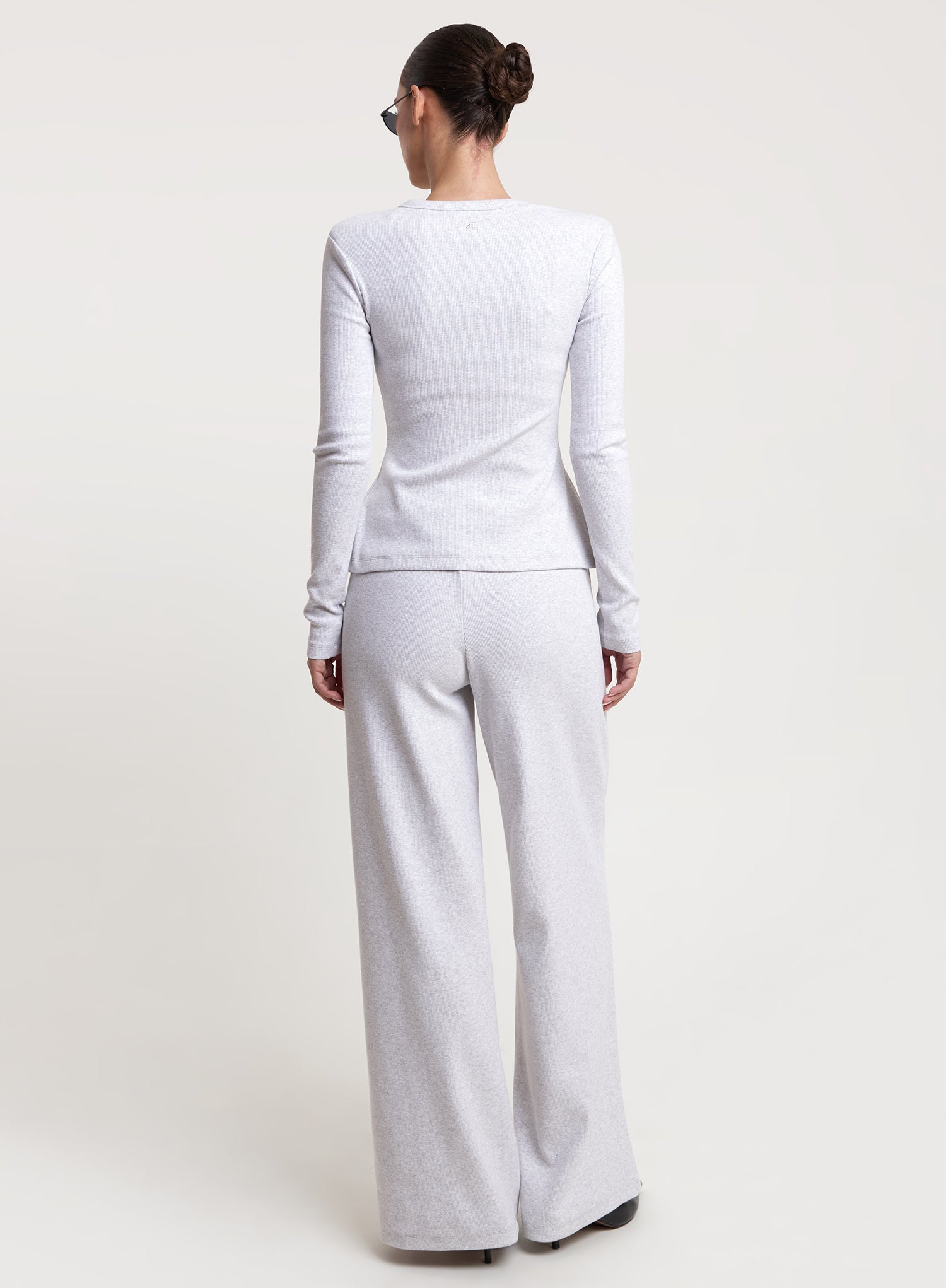Grey Ribbed Elasticated Waist Trousers