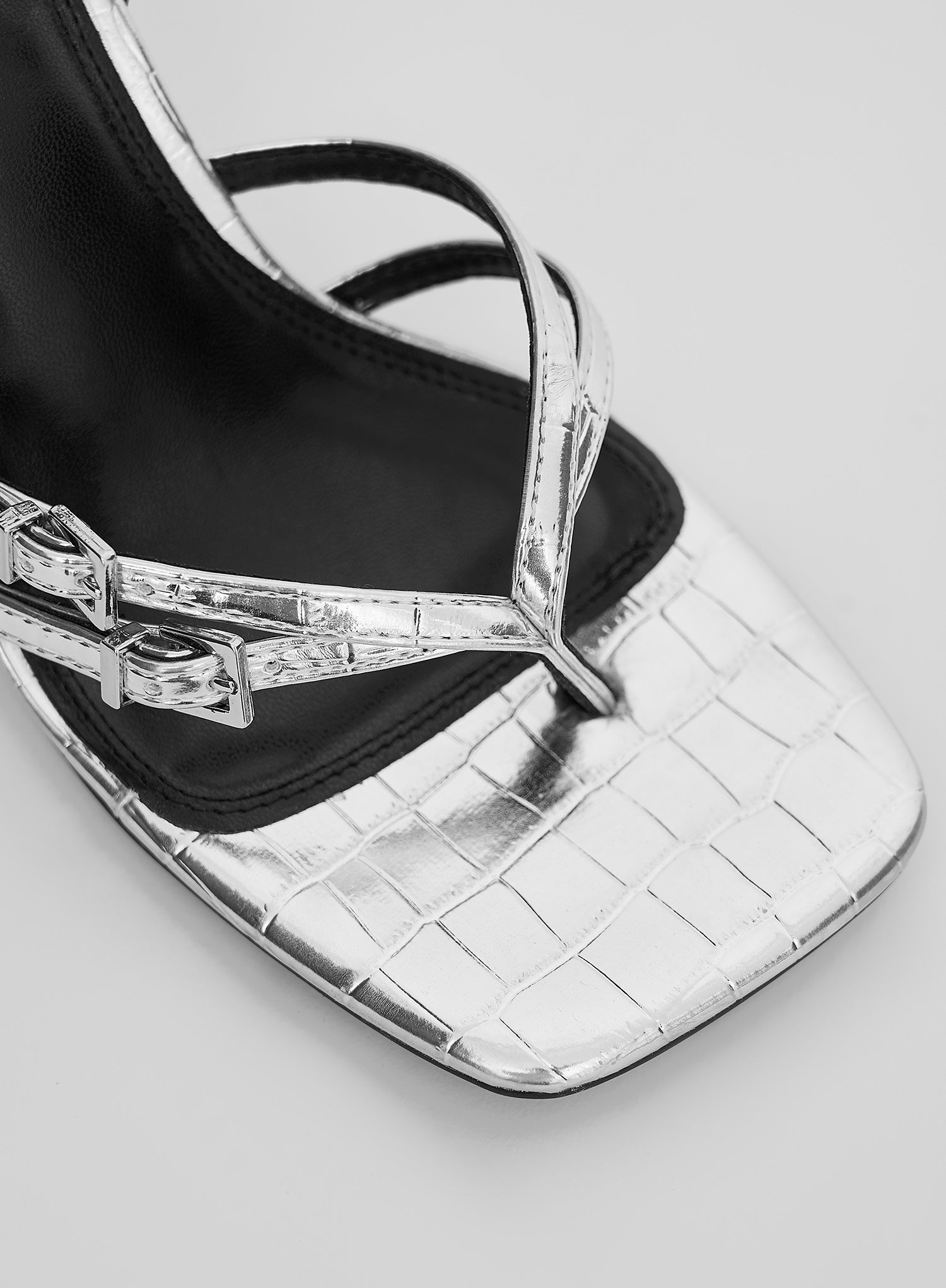 Silver Buckle Heeled Sandal- Chicago