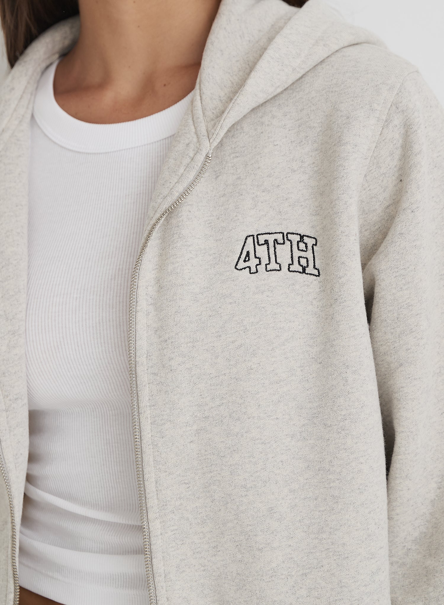 Grey Fourth Studio Cropped Zip Hoodie- Carey