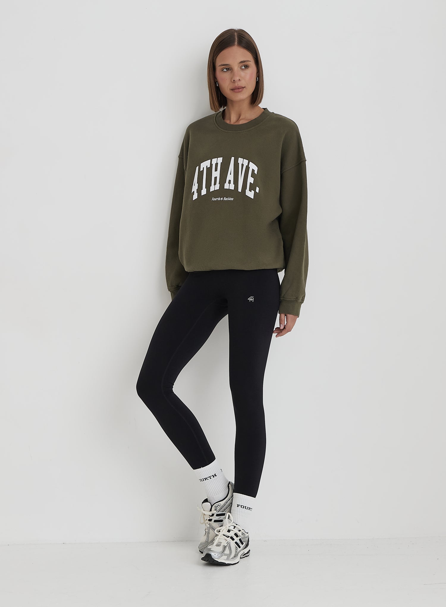 Olive 4th Avenue Slogan Oversized Sweatshirt- Avenue