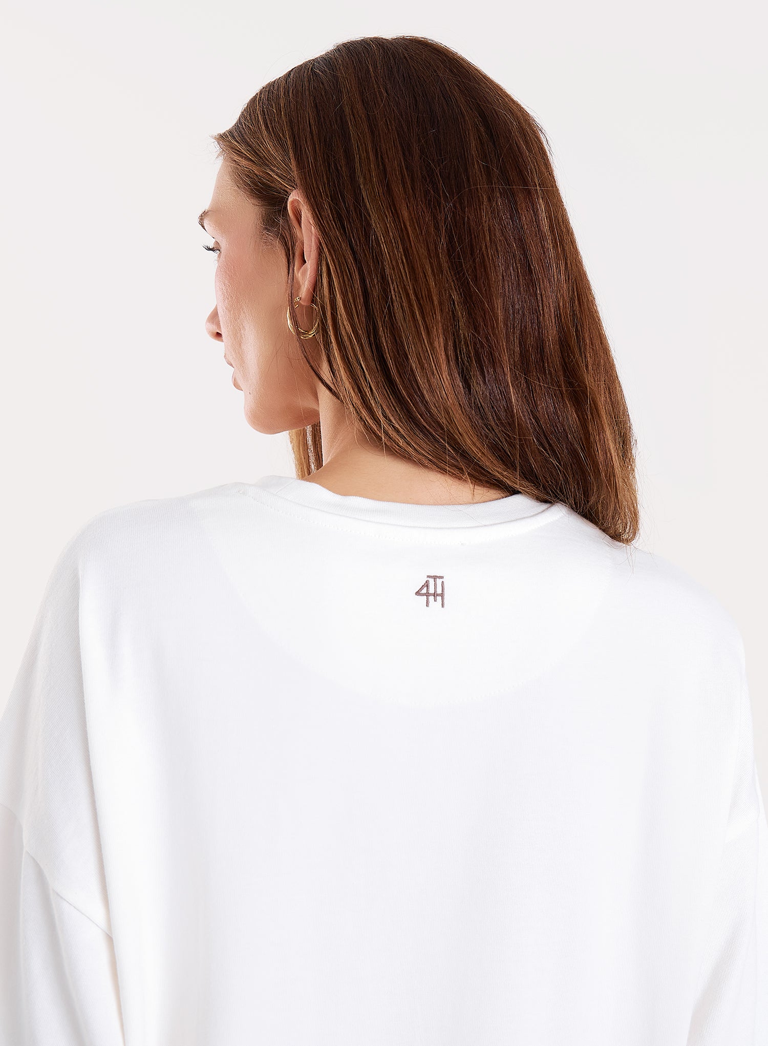 White Contrast Trim Branded Cotton T-Shirt