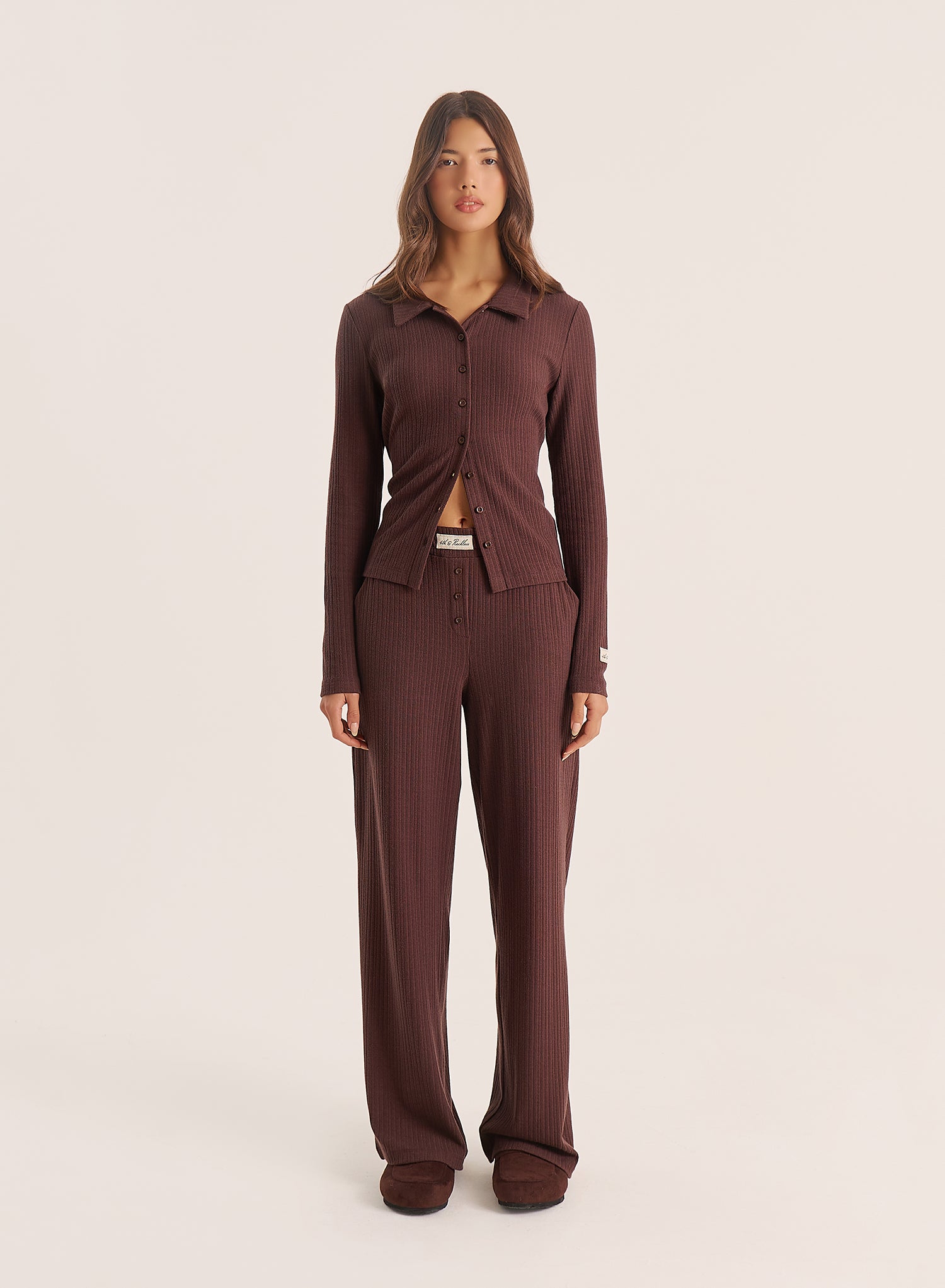 Chocolate Logo Waistband Pointelle Trousers