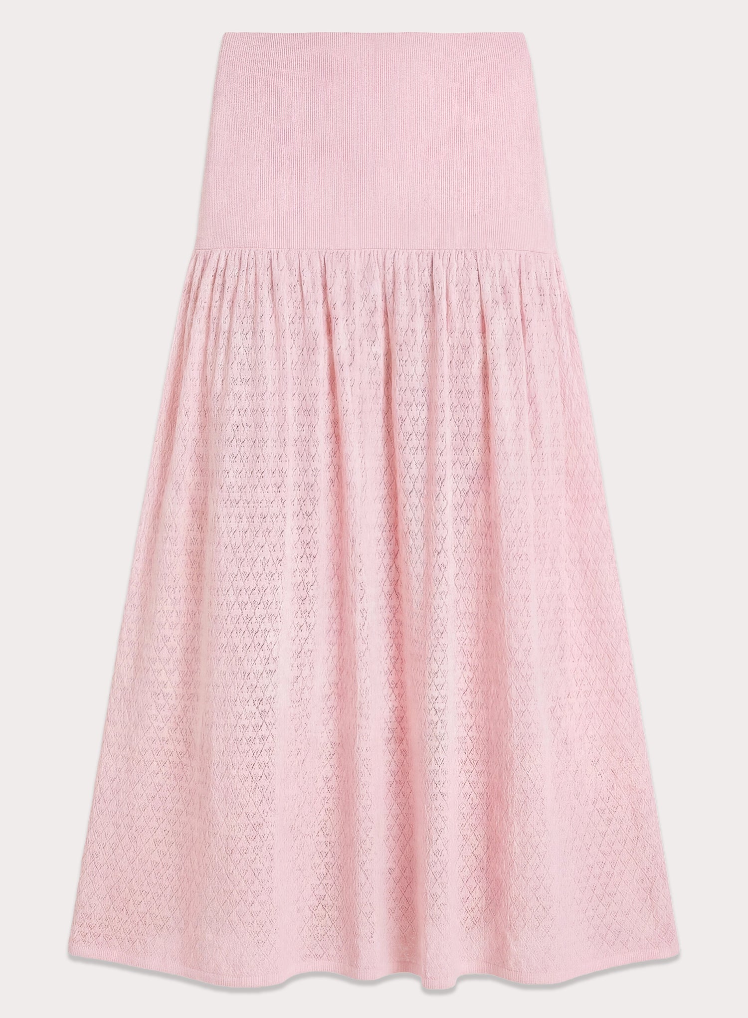 Pink Contrast Knit Drop Waist Maxi Skirt
