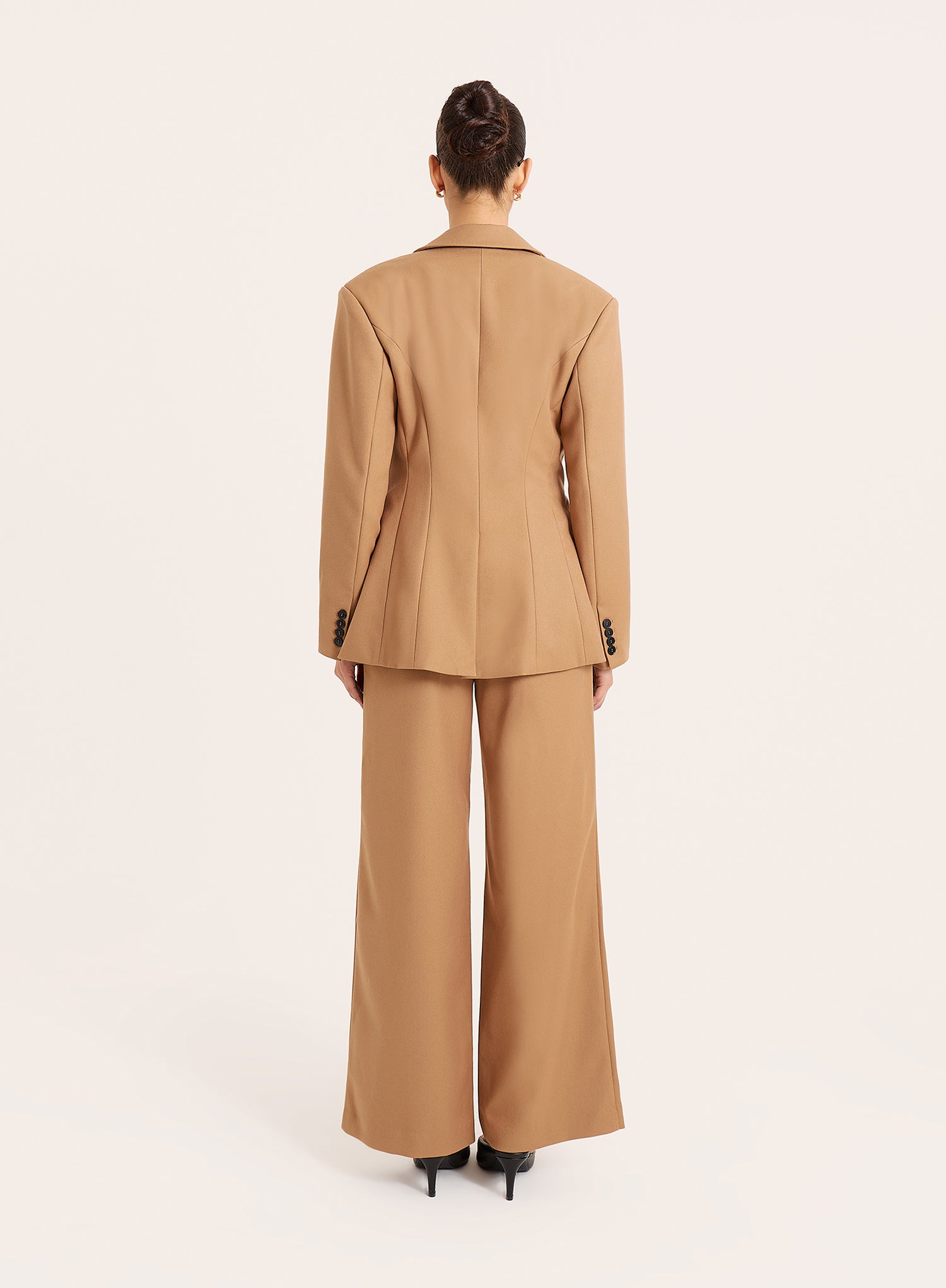 Camel Tailored Wide Leg Trousers