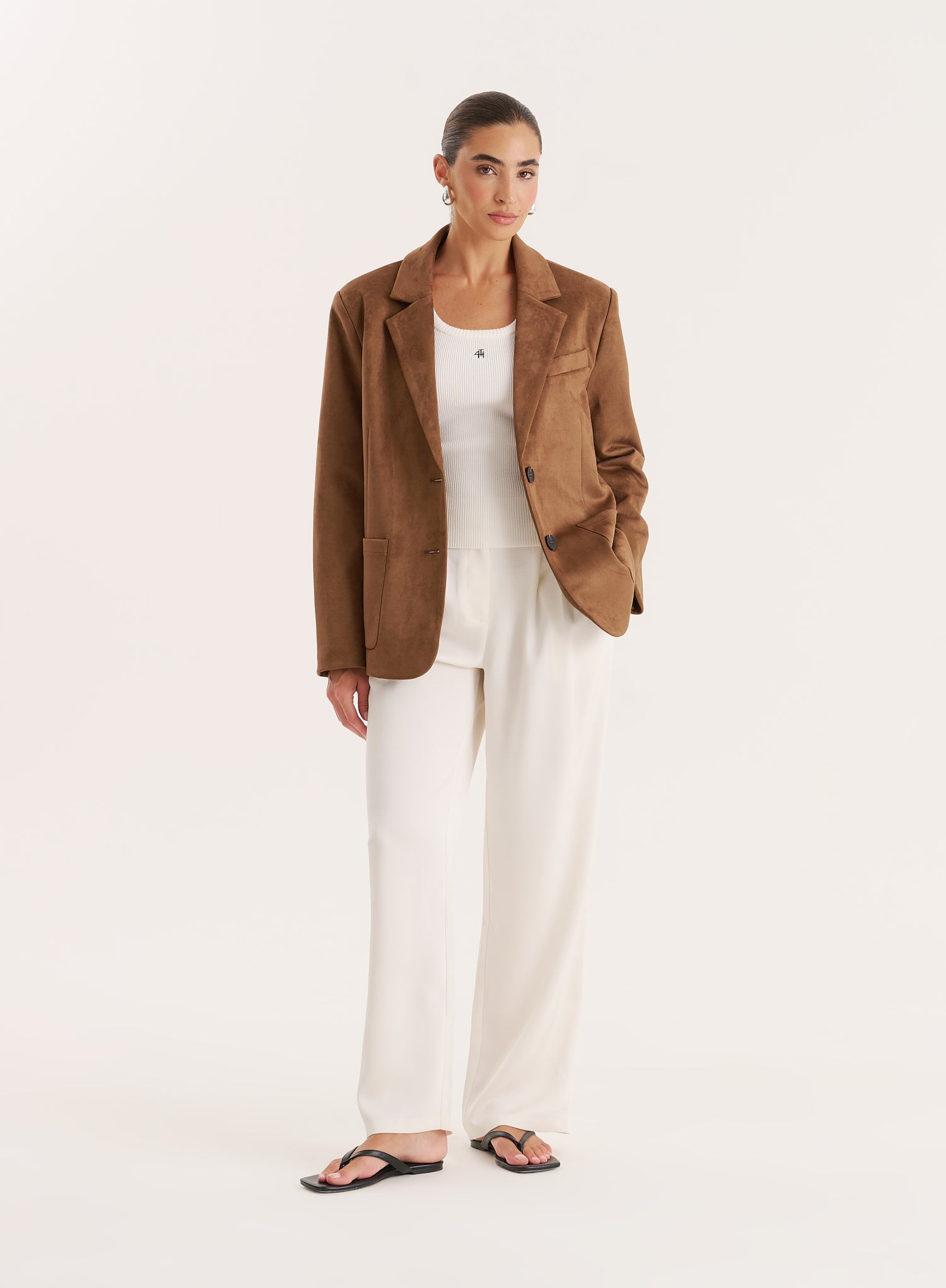 Brown Faux Suede Blazer