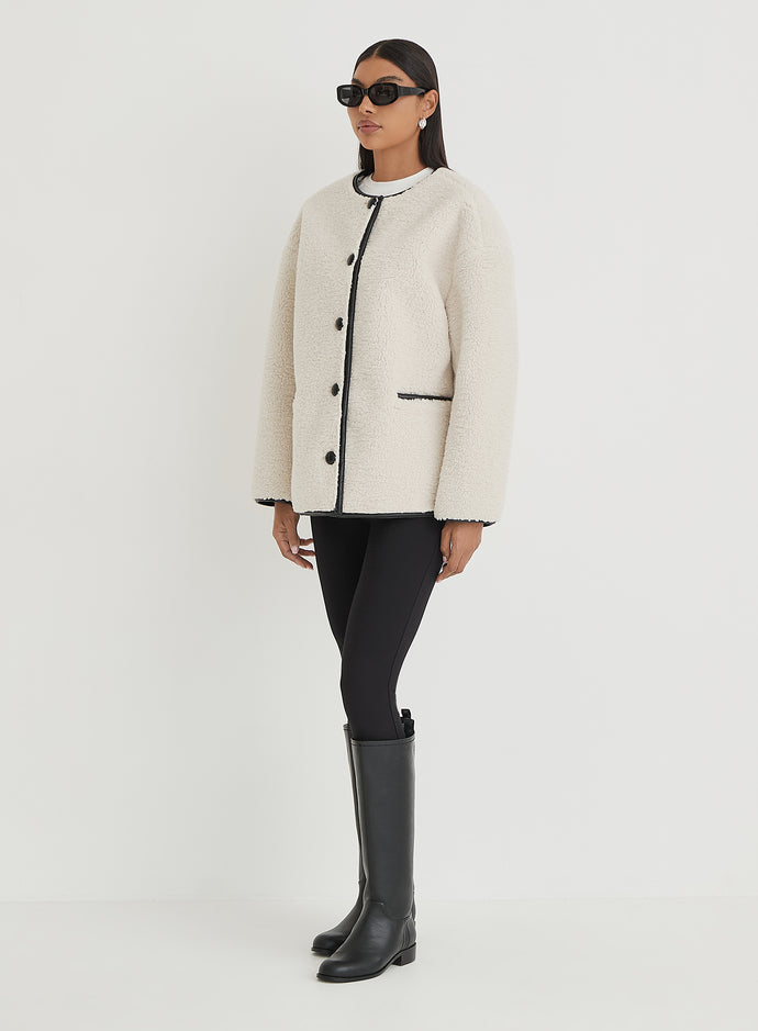 Cream Faux Shearling Jacket – Yanis