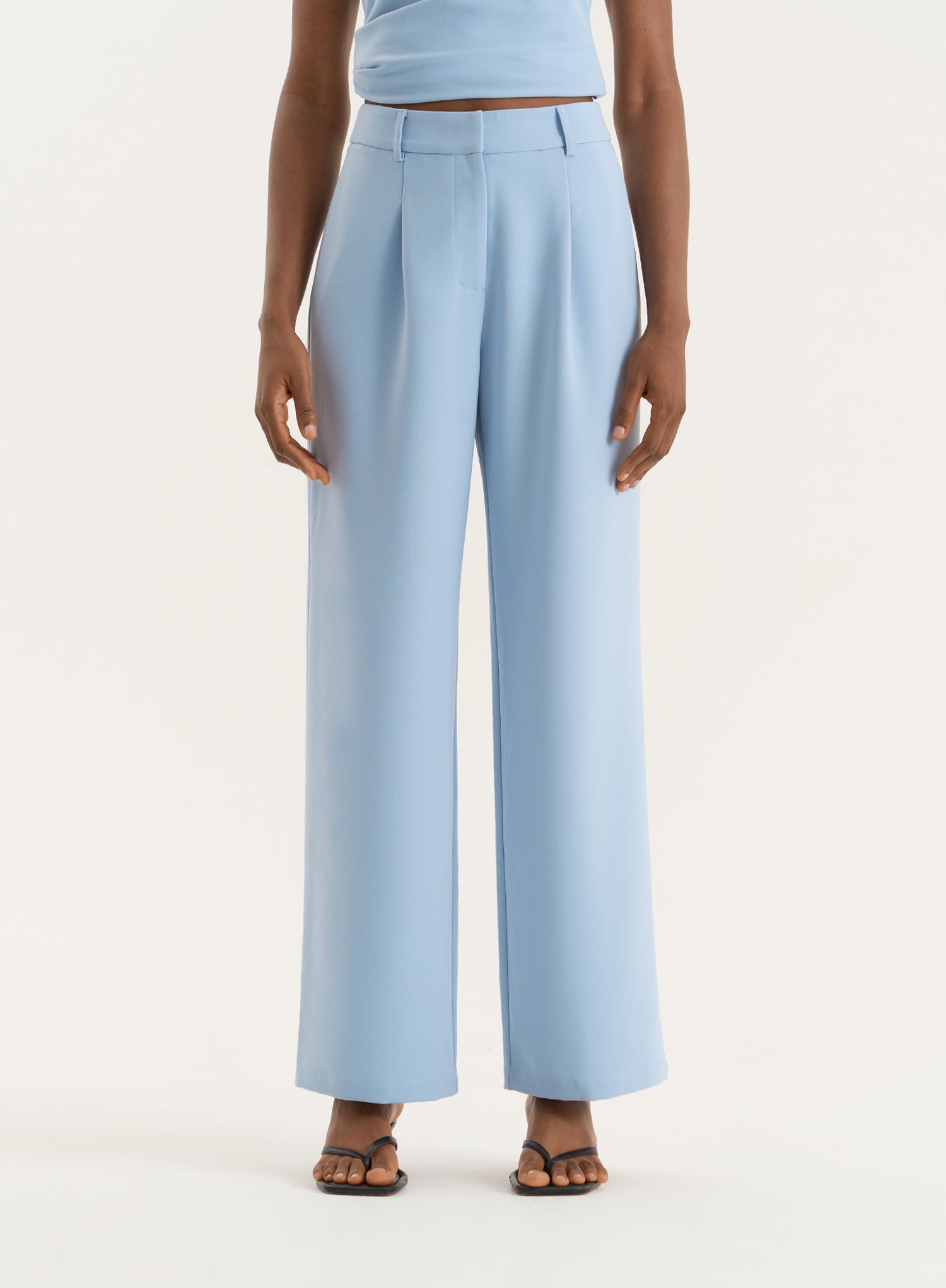 Blue Tailored Wide Leg Trousers- Sorcha