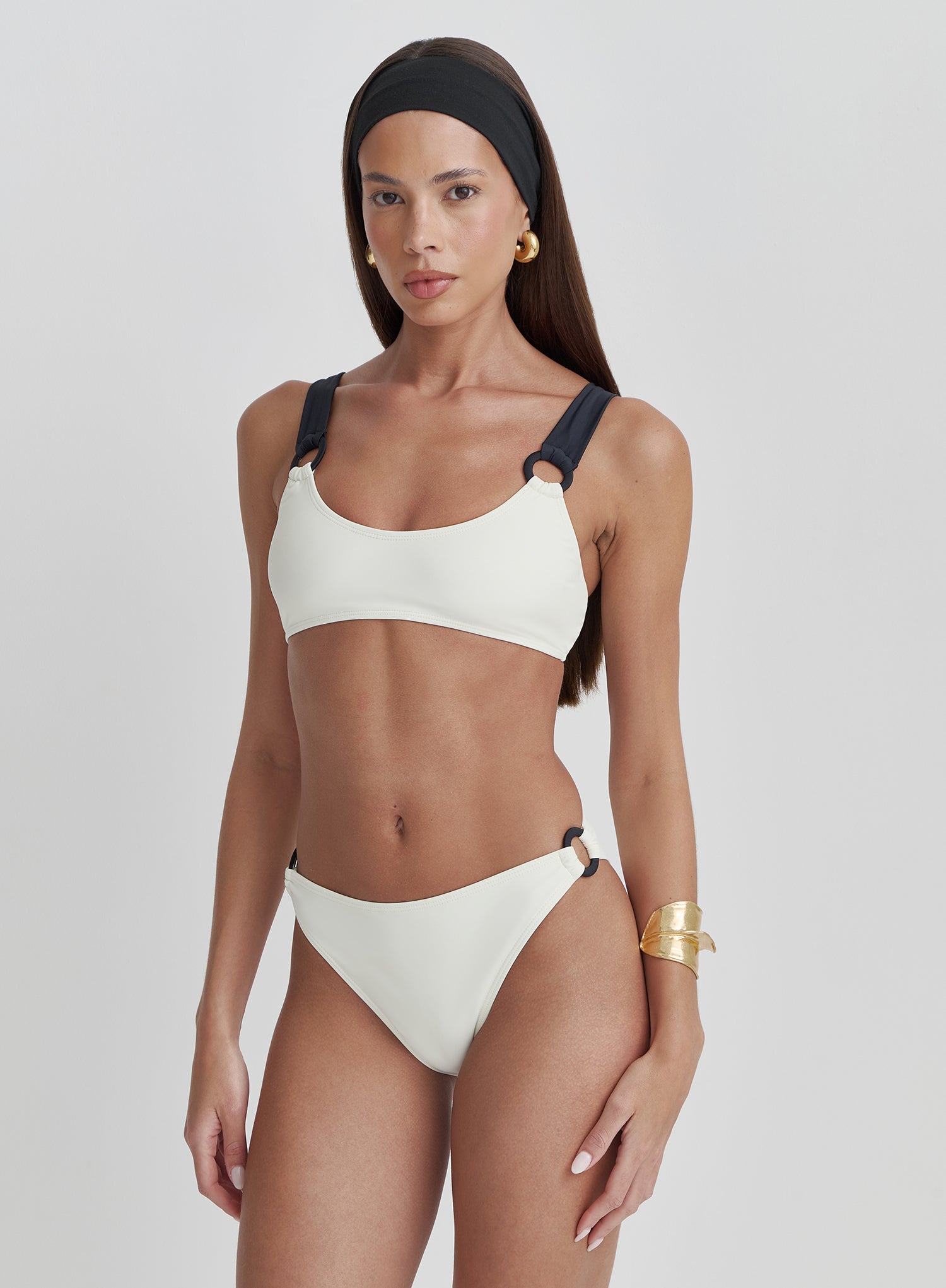 Cream Ring High Leg Bikini Bottom- Coco