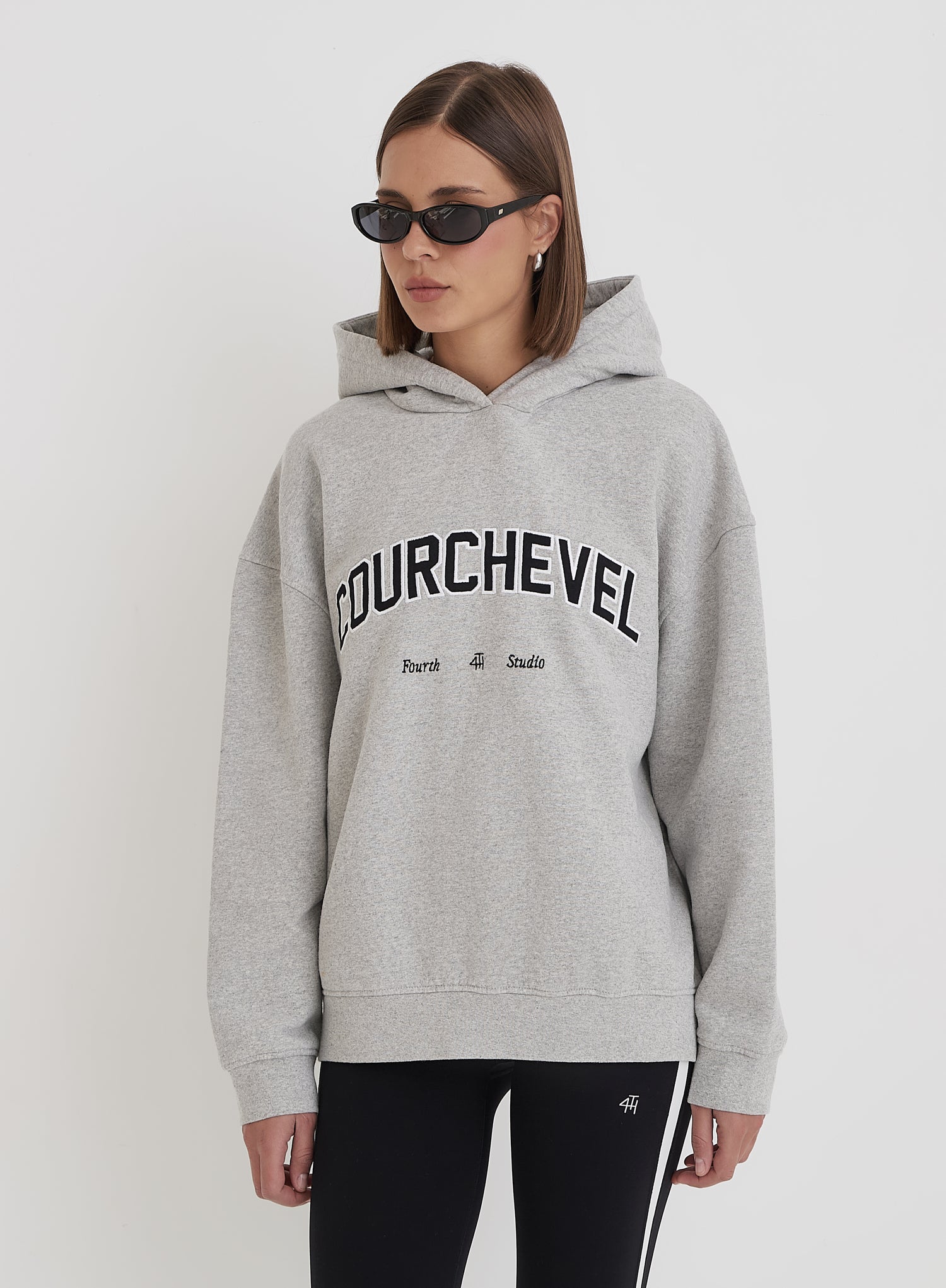 Grey Courchevel Slogan Oversized Hoodie- Easton