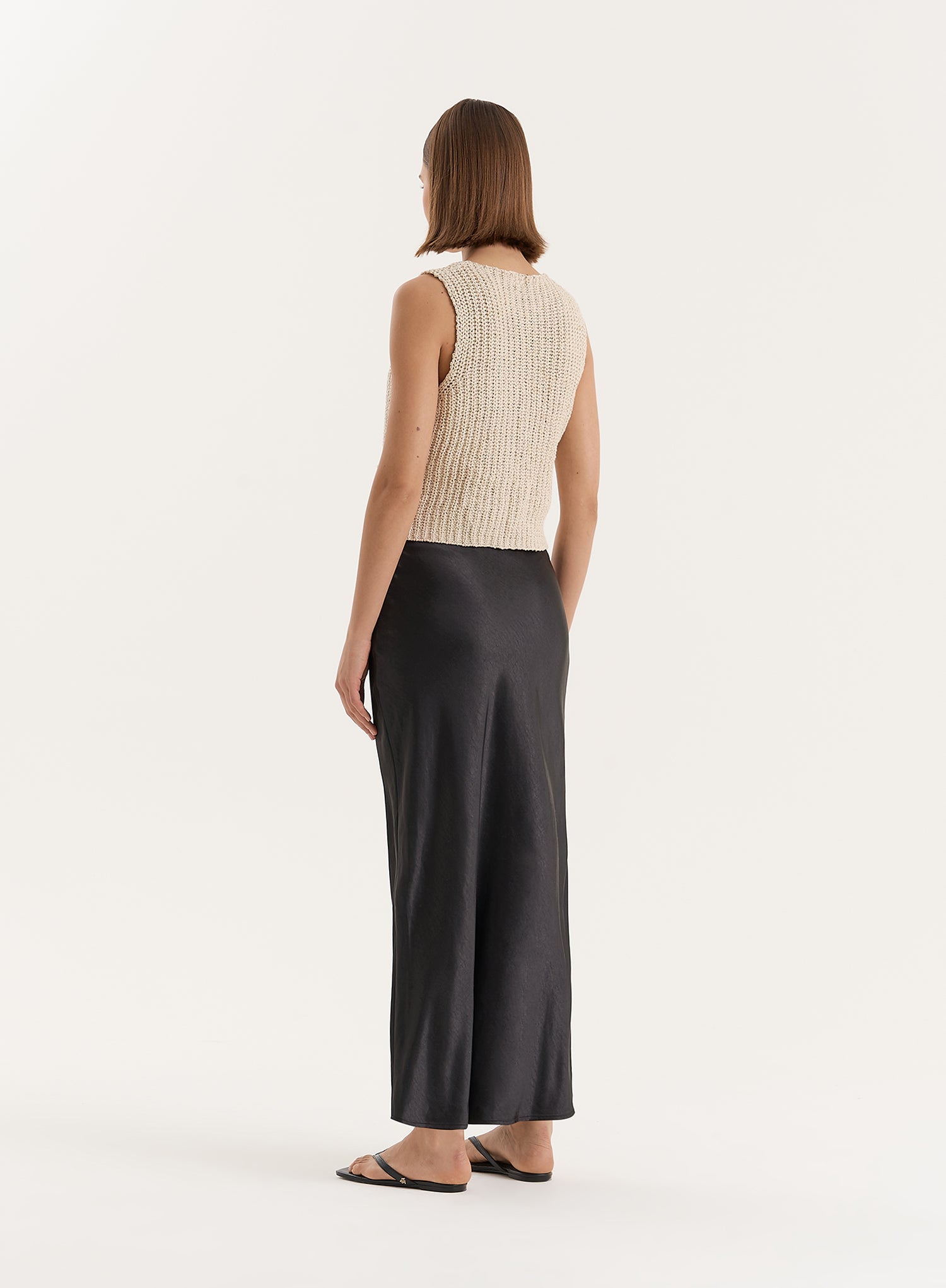 Beige Boucle Knit Sleeveless Waistcoat