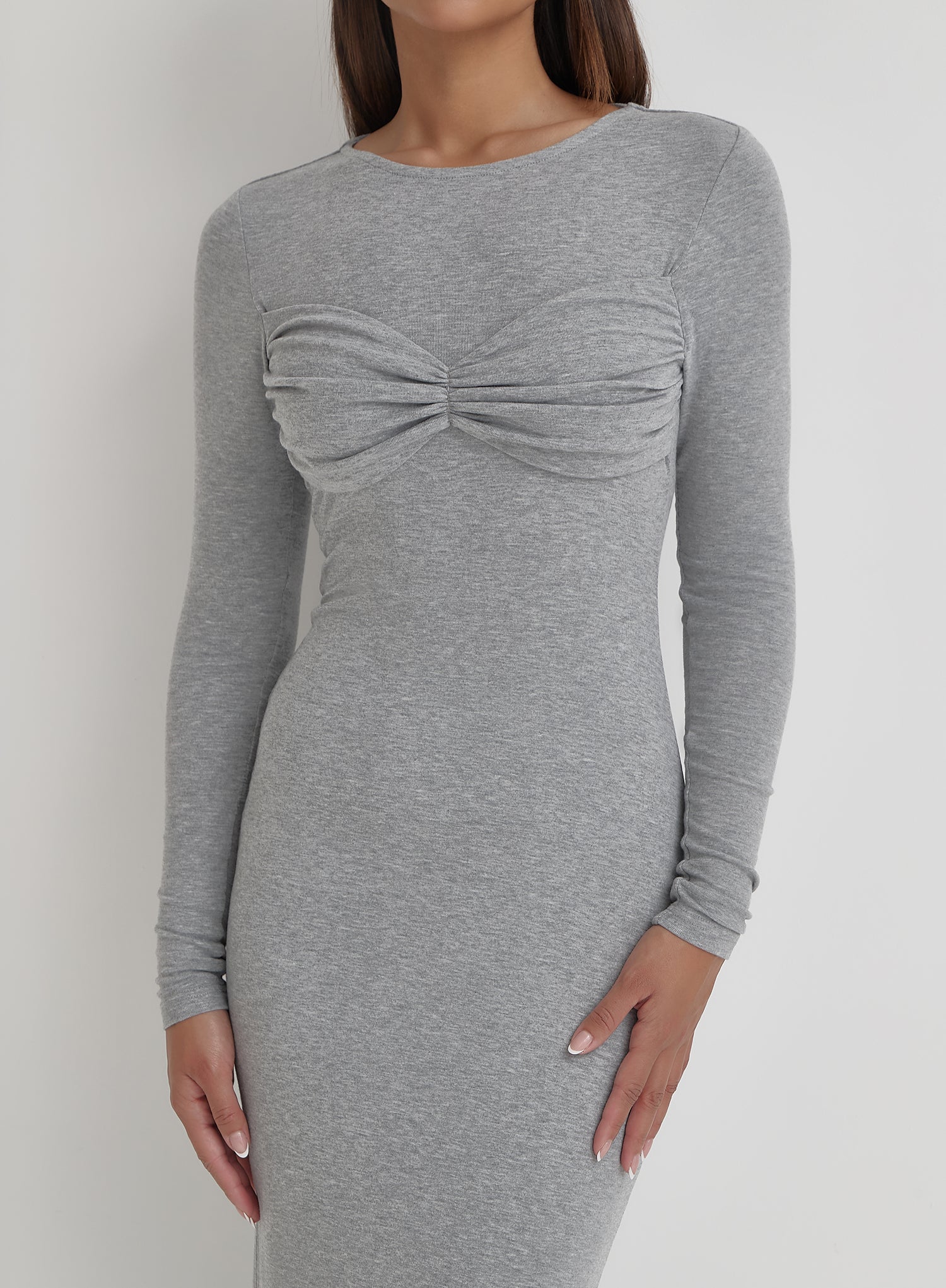 Grey Bust Detail Maxi Dress- Zofia