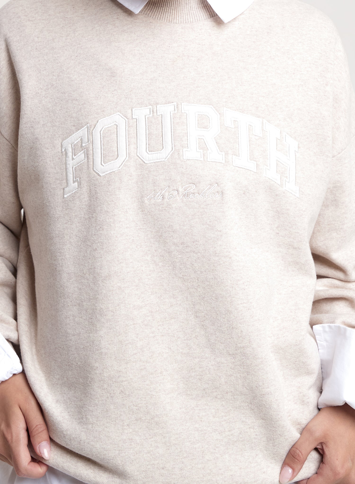 Oatmeal Fourth Embroidered Branded Sweatshirt