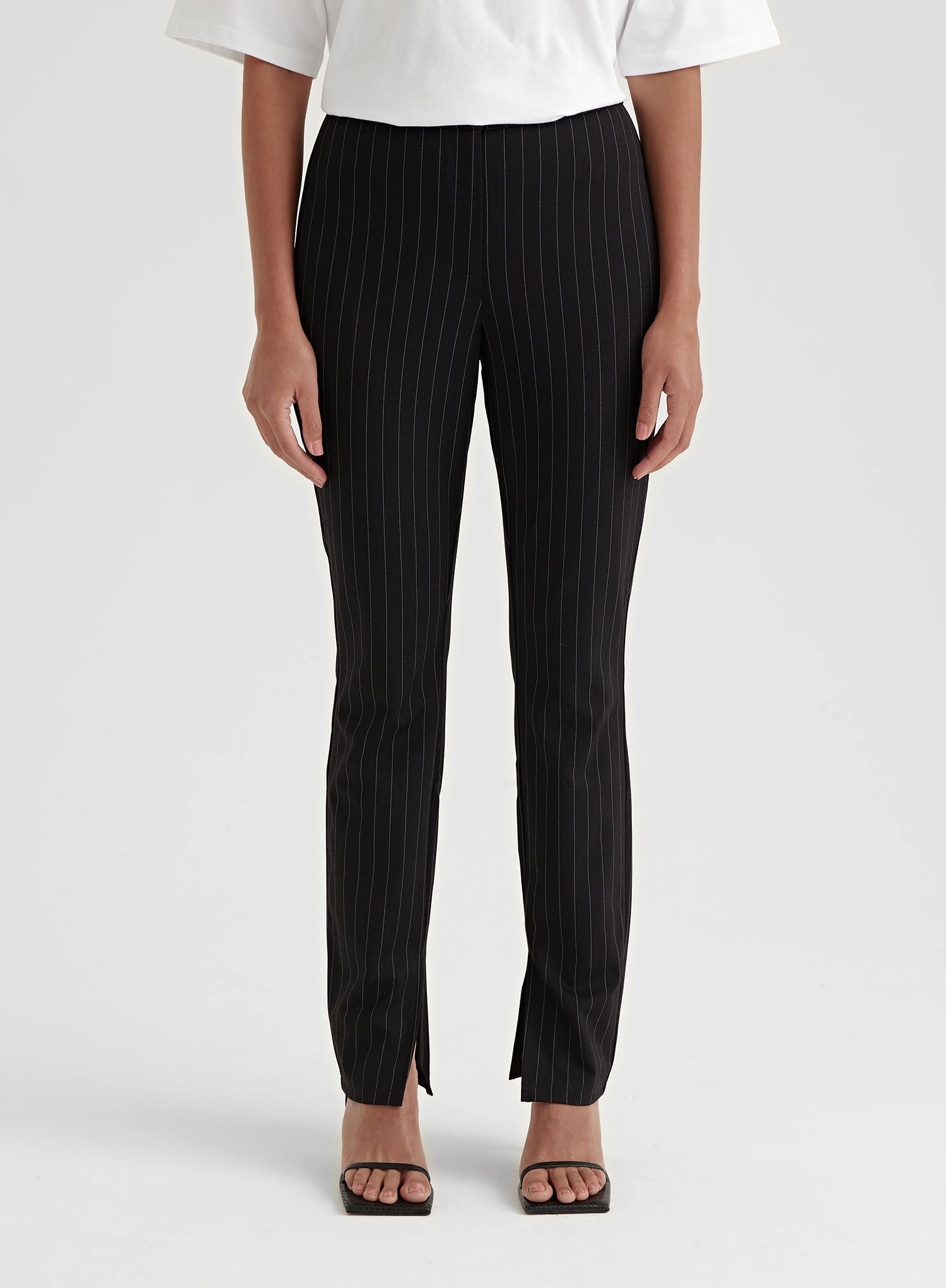 Black Pinstripe Slim Leg Trouser - Hally