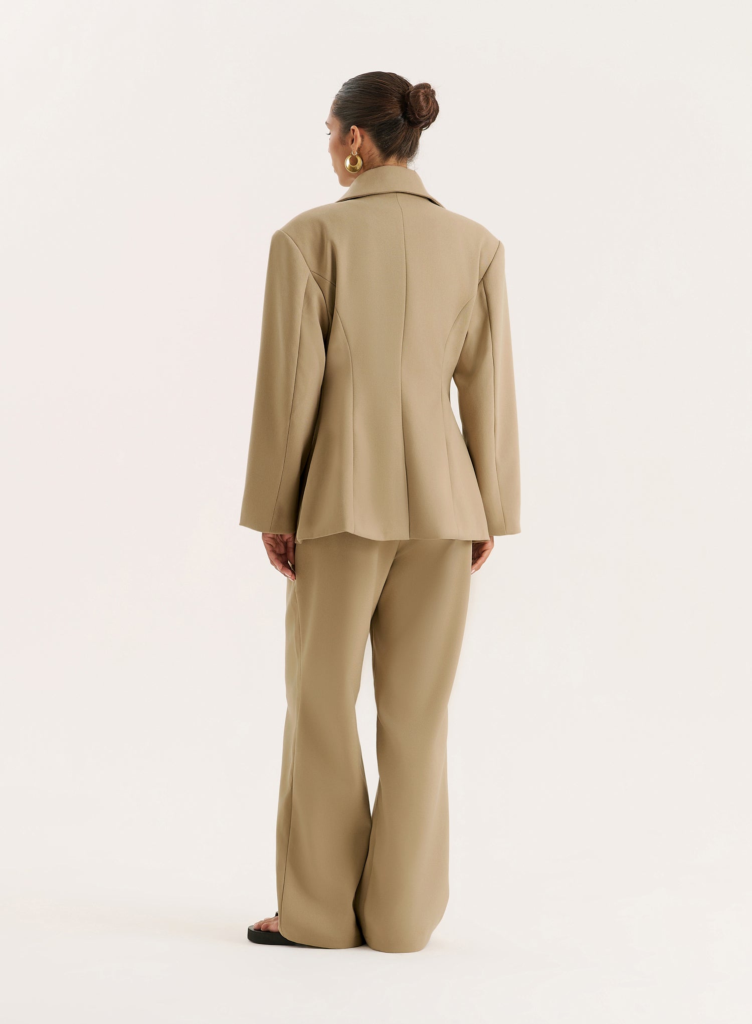 Women's Camel Cinched Waist Tailored Blazer Reese 4th Reckless