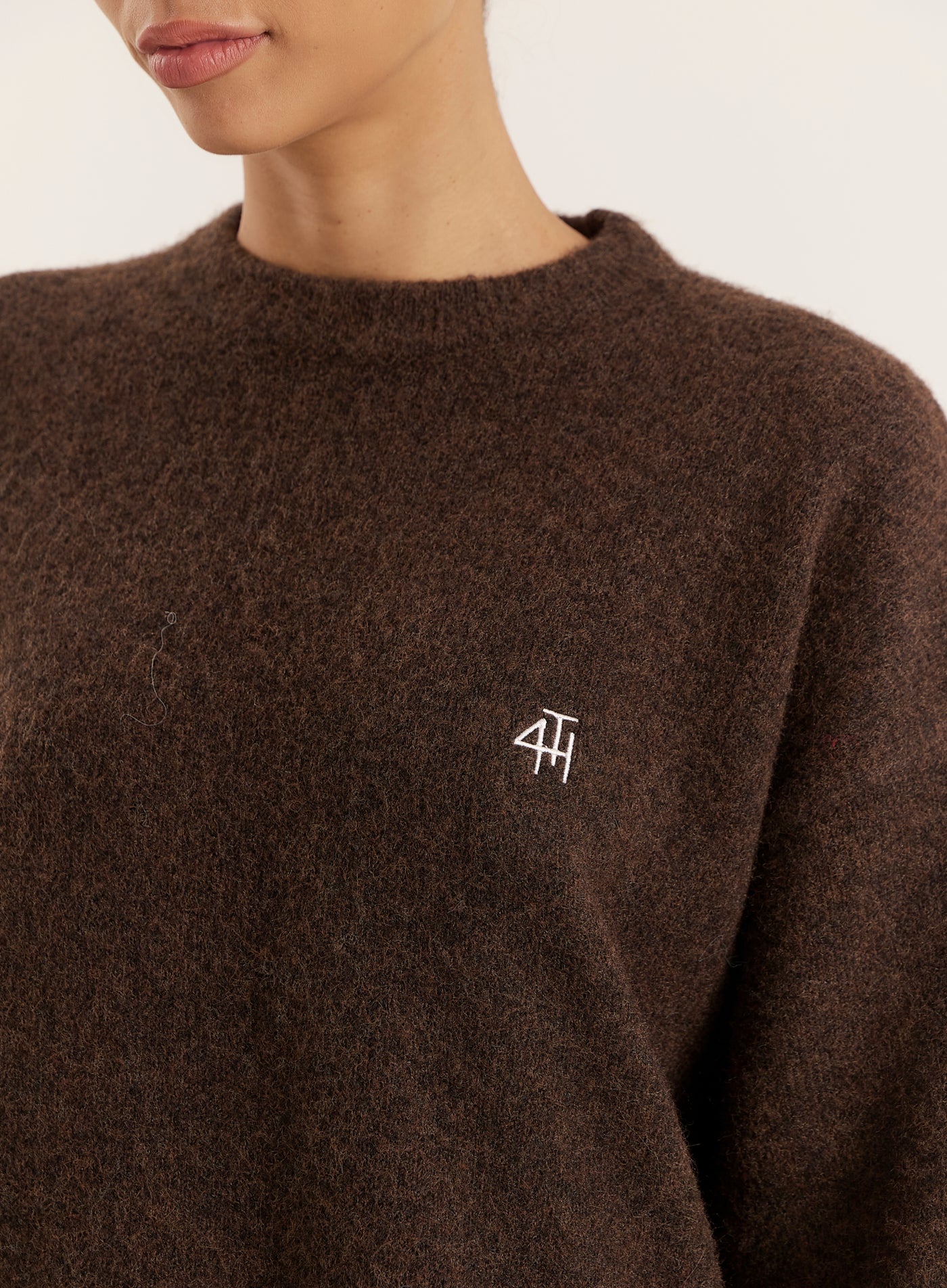 Chocolate Knitted Slogan Back Jumper