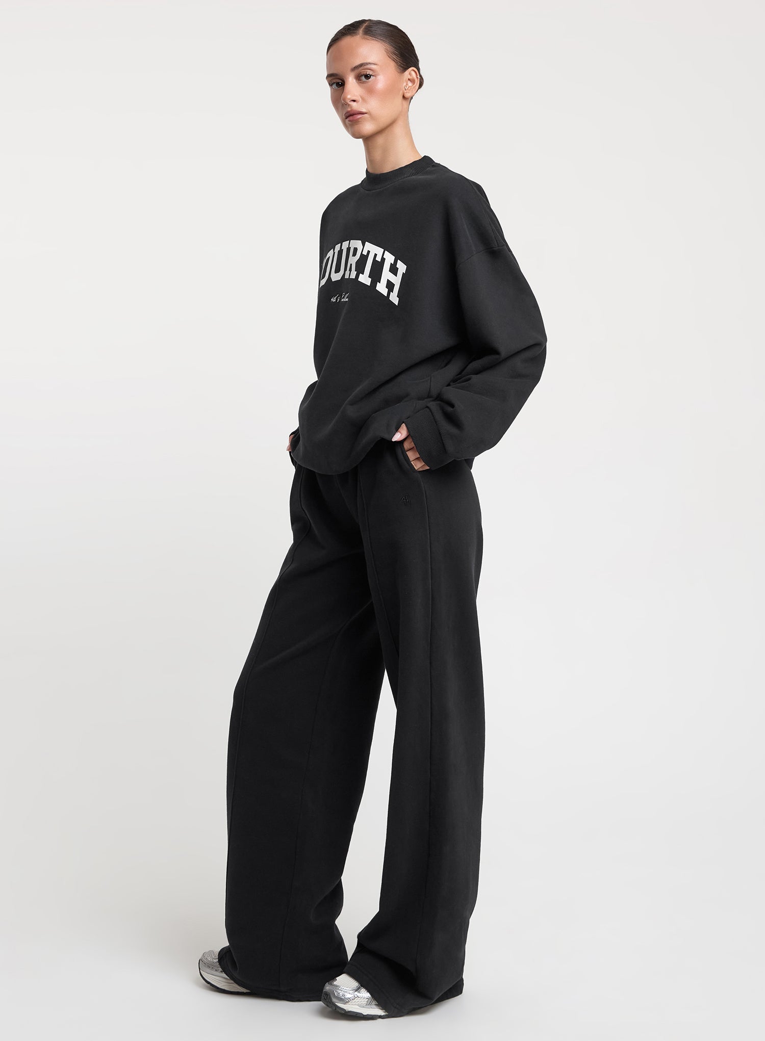 Black 4th Branded Wide Leg Jogger