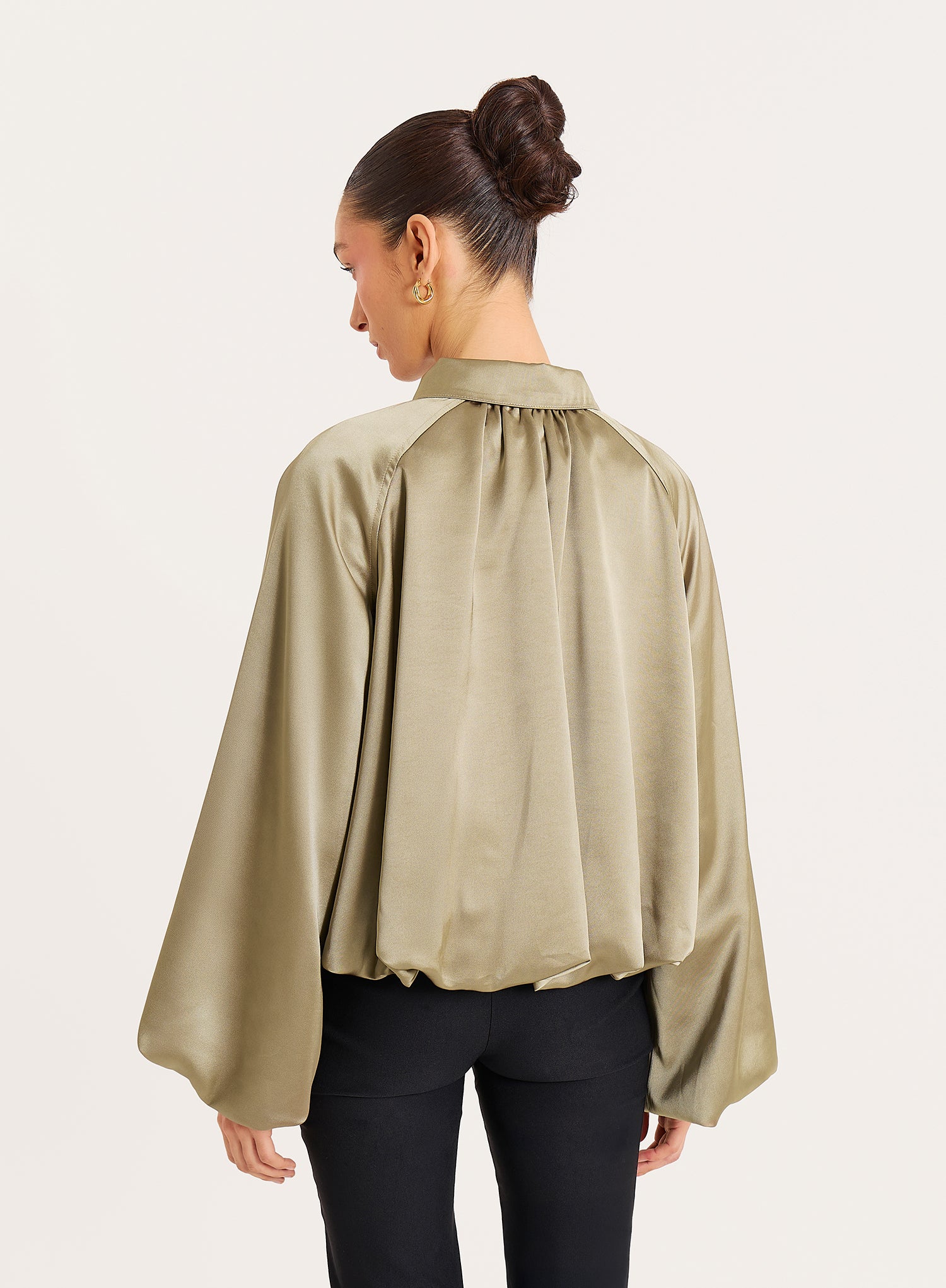 Olive Satin Bomber Jacket