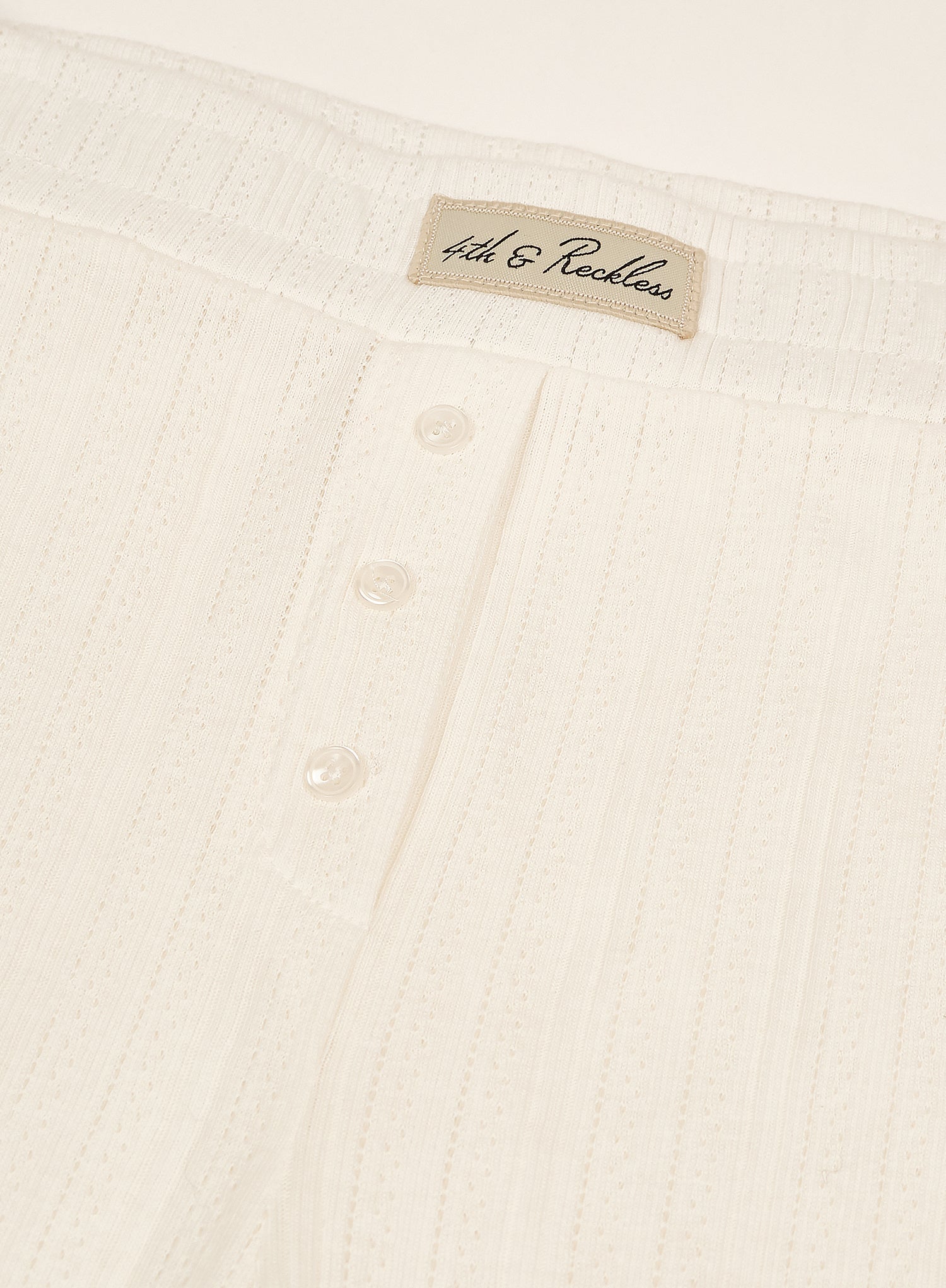 Ecru Printed Pointelle Trousers