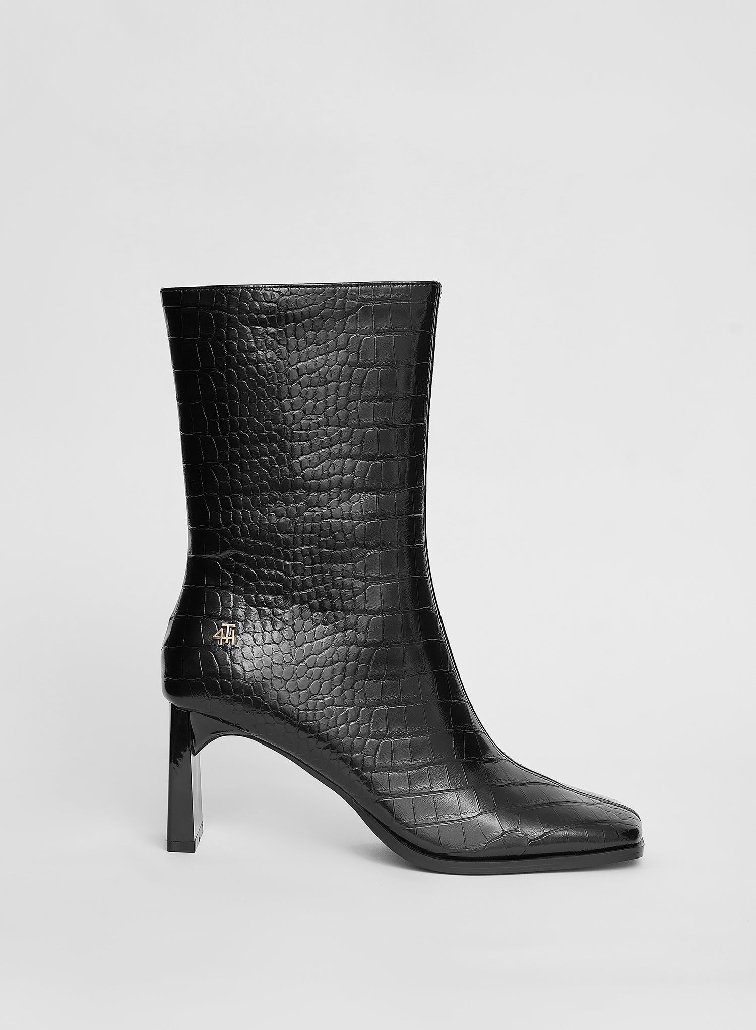 Black Faux Croc Ankle Boot- Toronto